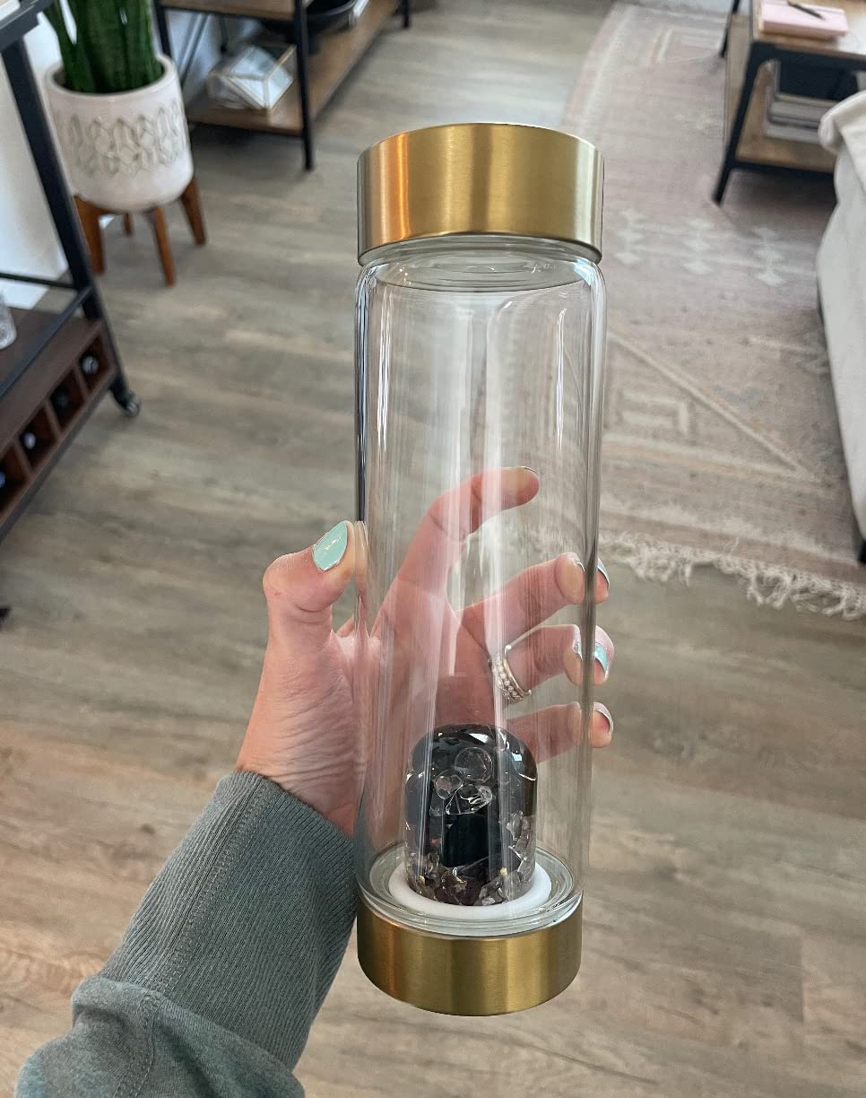VitaJuwel ViA WELLNESS | Crystal Water Bottle with Amethyst · Rose Quartz · Clear Quartz | Harmony · Relaxation · Clarity customer photo 2