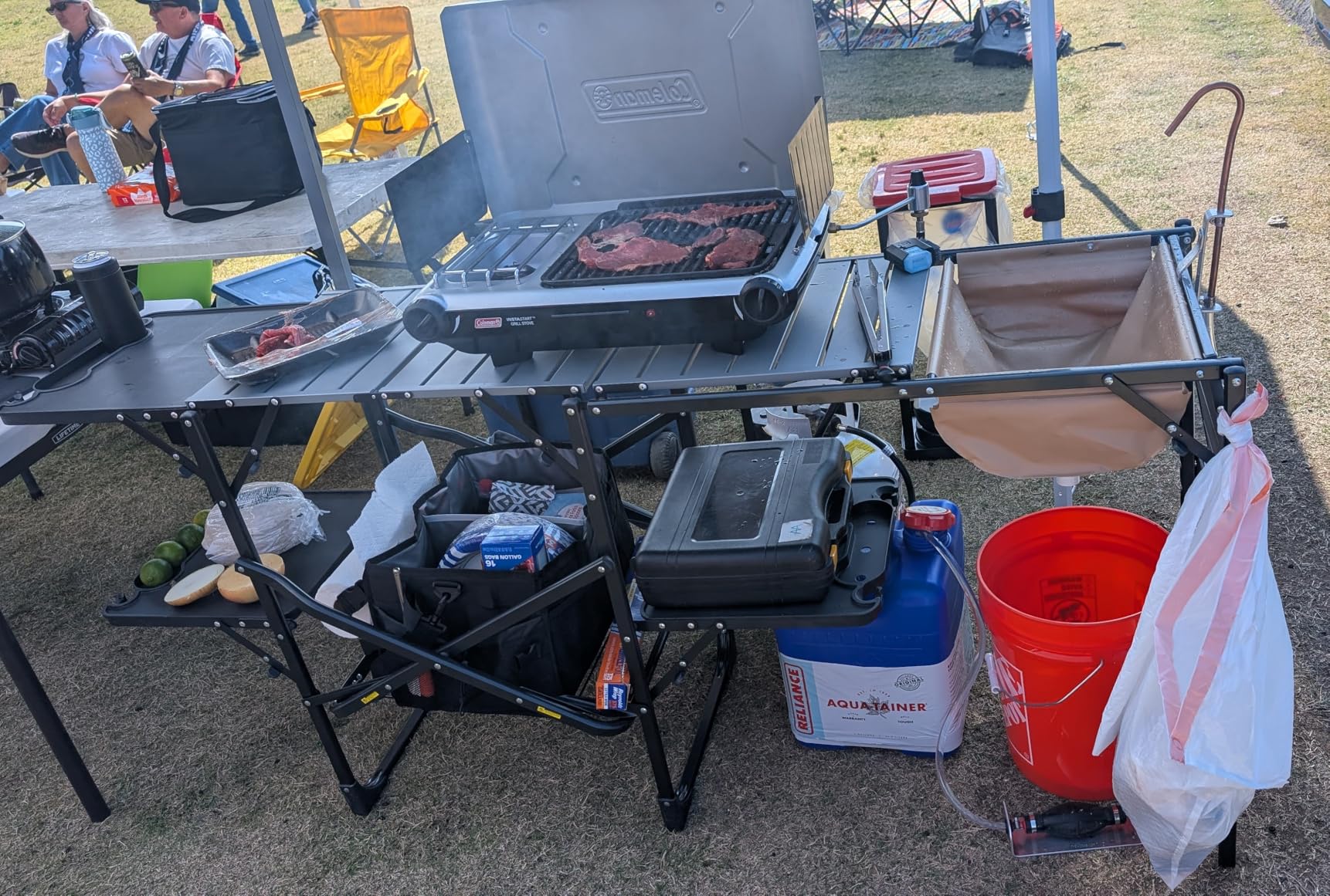 GCI OUTDOOR Slim-Fold Cook Station, Portable Folding Kitchen Table with Heat Resistant Tabletop, 4 Side Tables & Storage Rack customer photo 1
