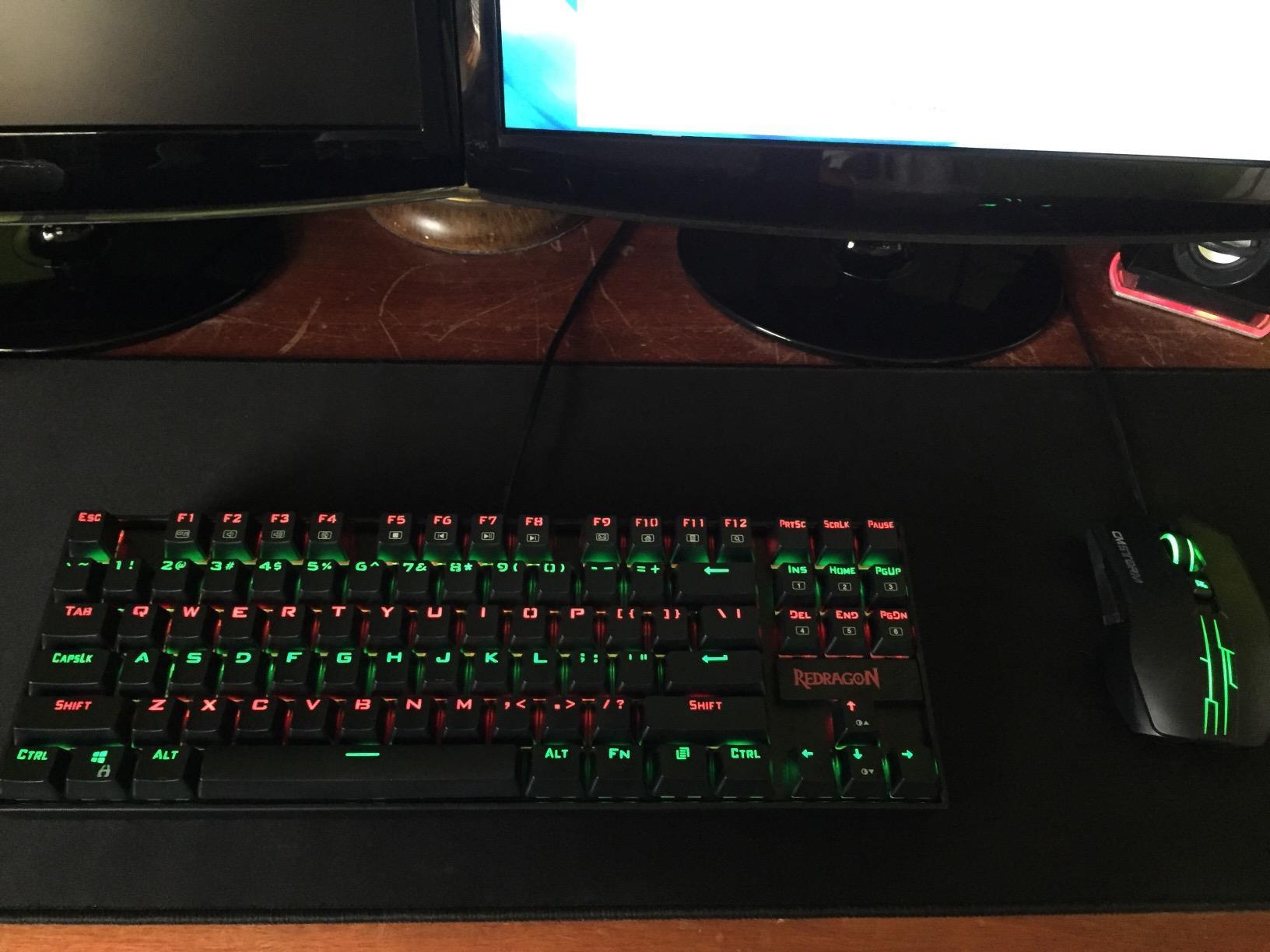 Redragon K552P Mechanical Gaming Keyboard TKL with 18 Backlight Modes, Hot-Swappable Blue Switches, 87-Key Compact Ergonomic Design, N-Key Rollover & Software Programmable Macro - RGB, Black customer photo 1