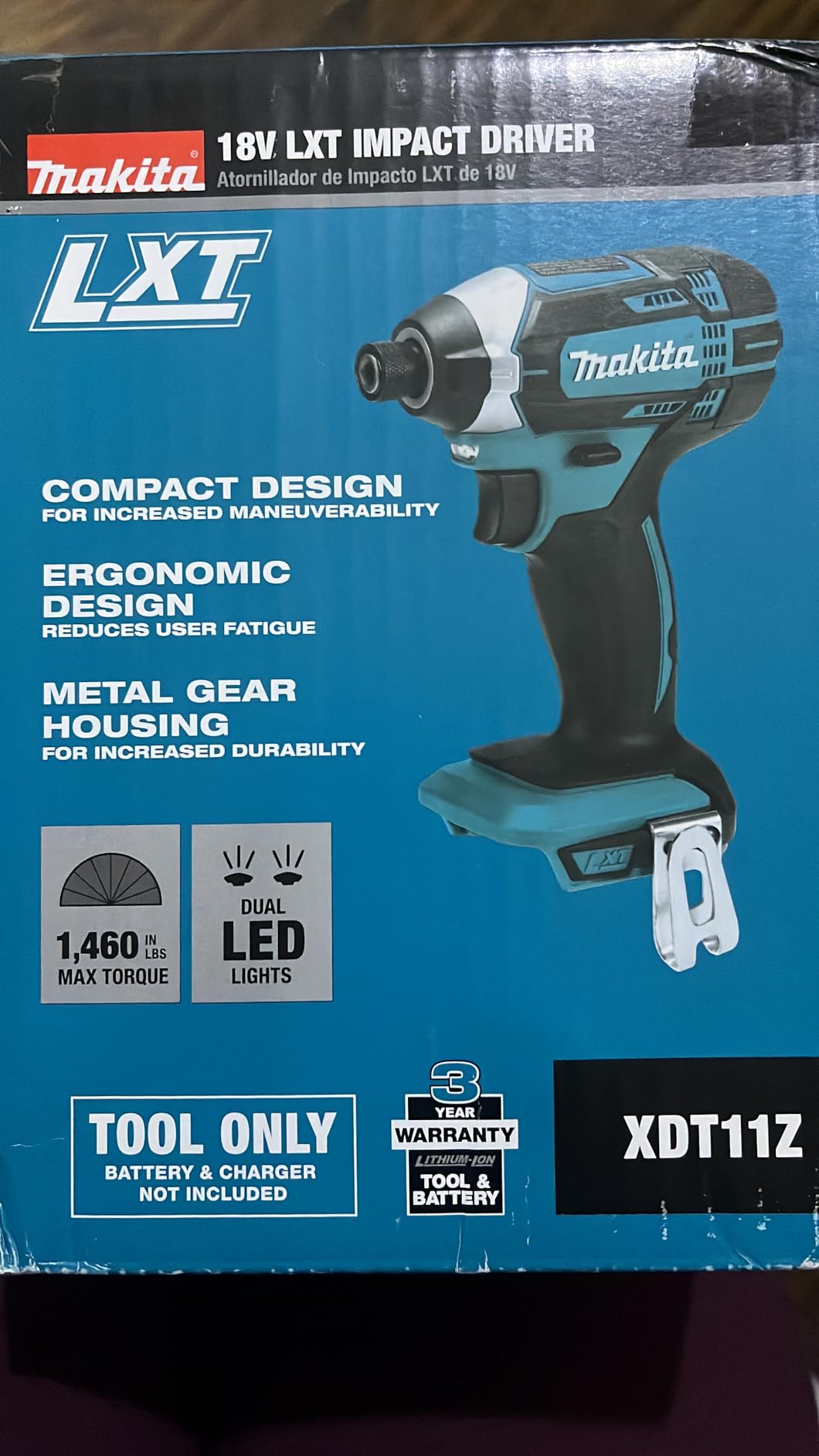 Makita XDT11Z 18V LXT Lithium-Ion Cordless Impact Driver, Tool Only | Variable Speed | Built-In LED Light | Compact Design | 1/4