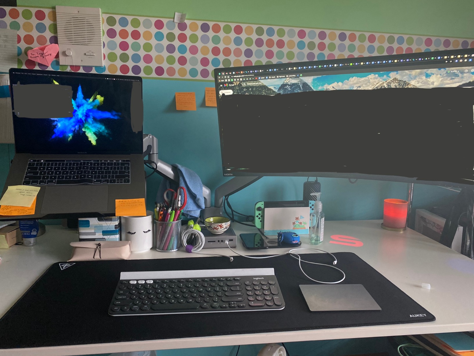 Mount-It (MI-1772) Dual Monitor Arm Mount Desk Stand Two Articulating Gas Spring Height Adjustable Arms, Fits Up To 32 inch VESA 75 100 Compatible Screens, C-Clamp and Grommet Bases (Silver) customer photo 2