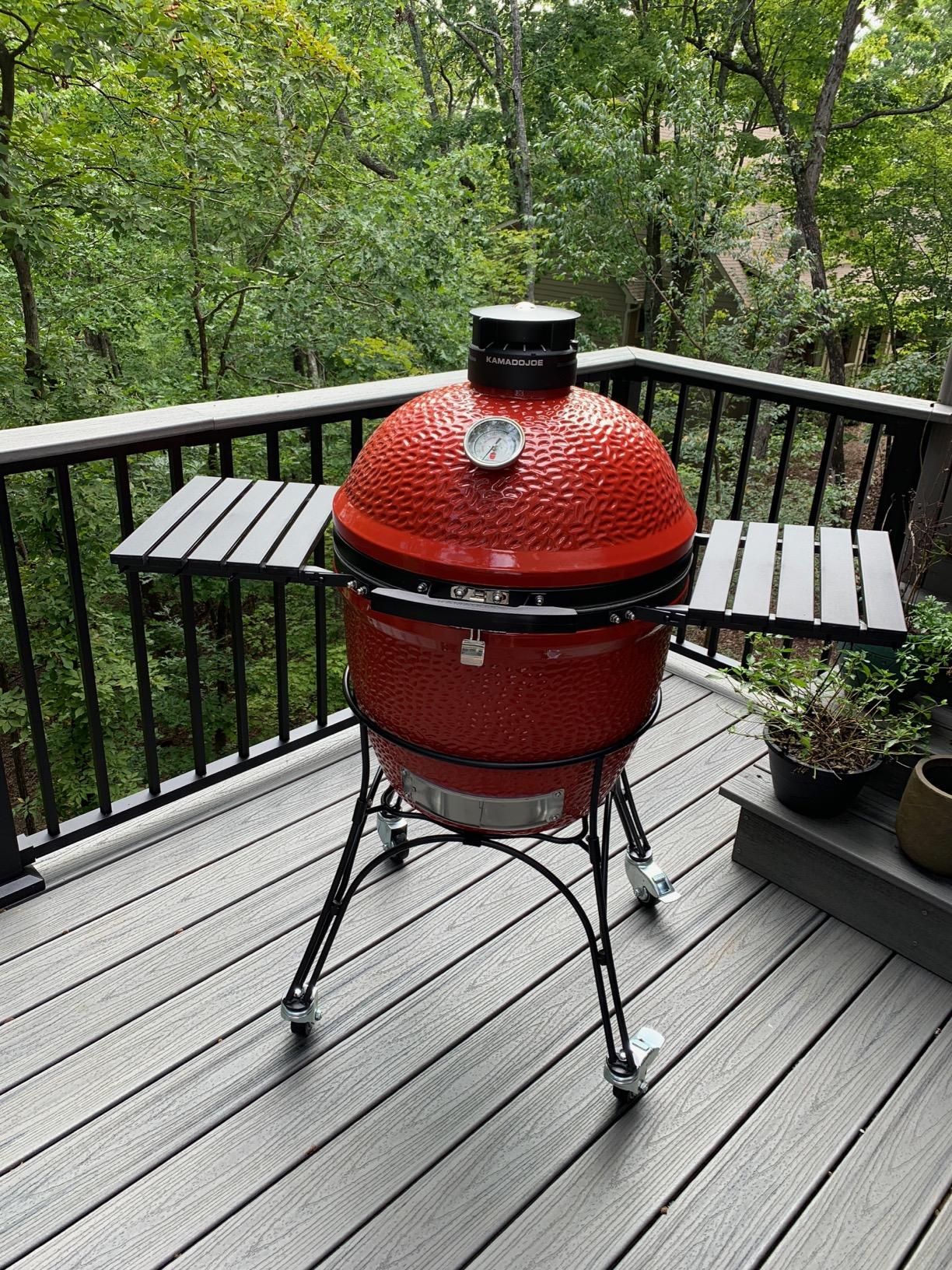 Kamado Joe Classic Joe Series II 18-inch Ceramic Charcoal Grill and Smoker with Cart, Side Shelves, Stainless Steel Grates and 250 Cooking Square Inches, Red, Model KJ-23RHC customer photo 2