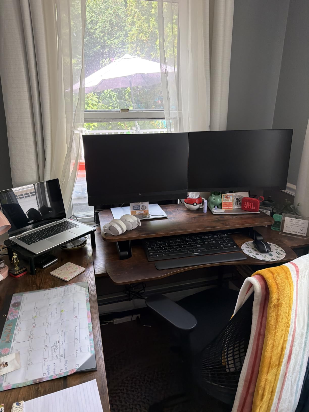 VIVO Black 32 in Standing Desk Converter, DESK-V000K | Height Adjustable, Stand Up Desk Riser, Wide Keyboard Tray, Dual Monitor and Laptop Workstation, Black Frame, K Series customer photo 1