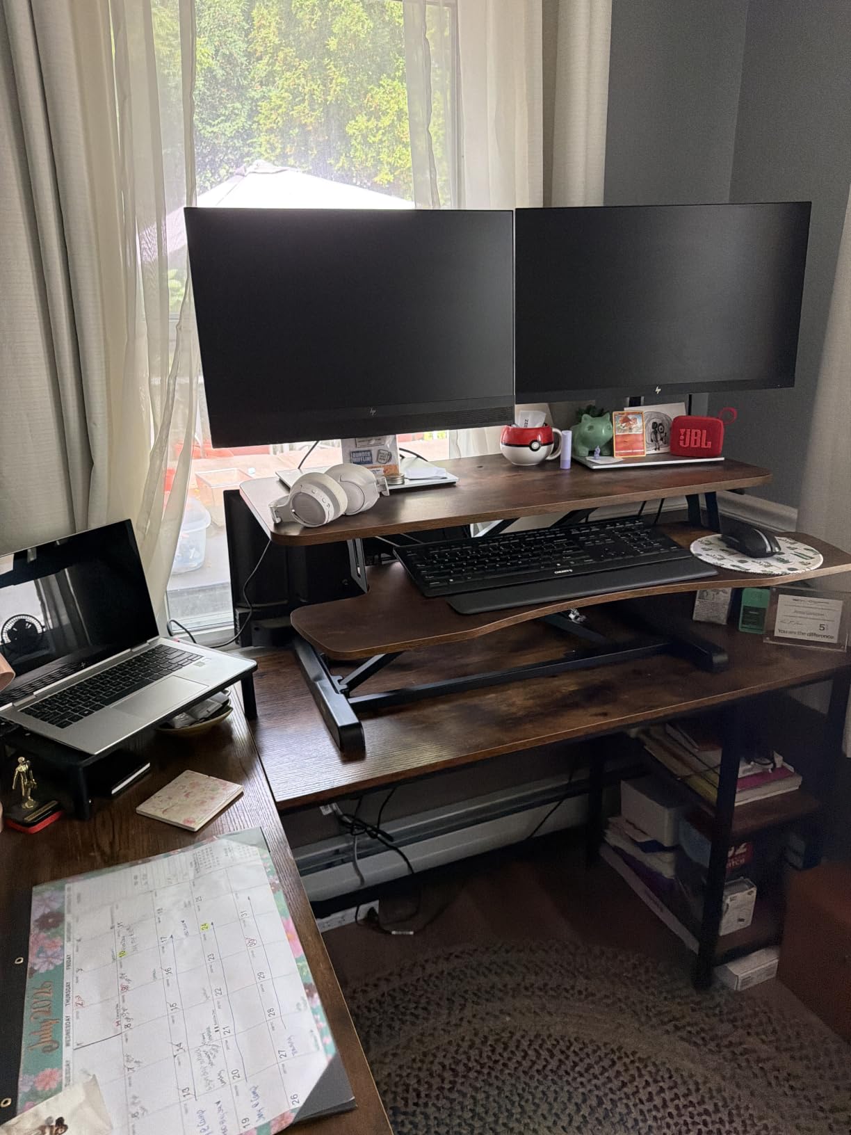 VIVO Black 32 in Standing Desk Converter, DESK-V000K | Height Adjustable, Stand Up Desk Riser, Wide Keyboard Tray, Dual Monitor and Laptop Workstation, Black Frame, K Series customer photo 2