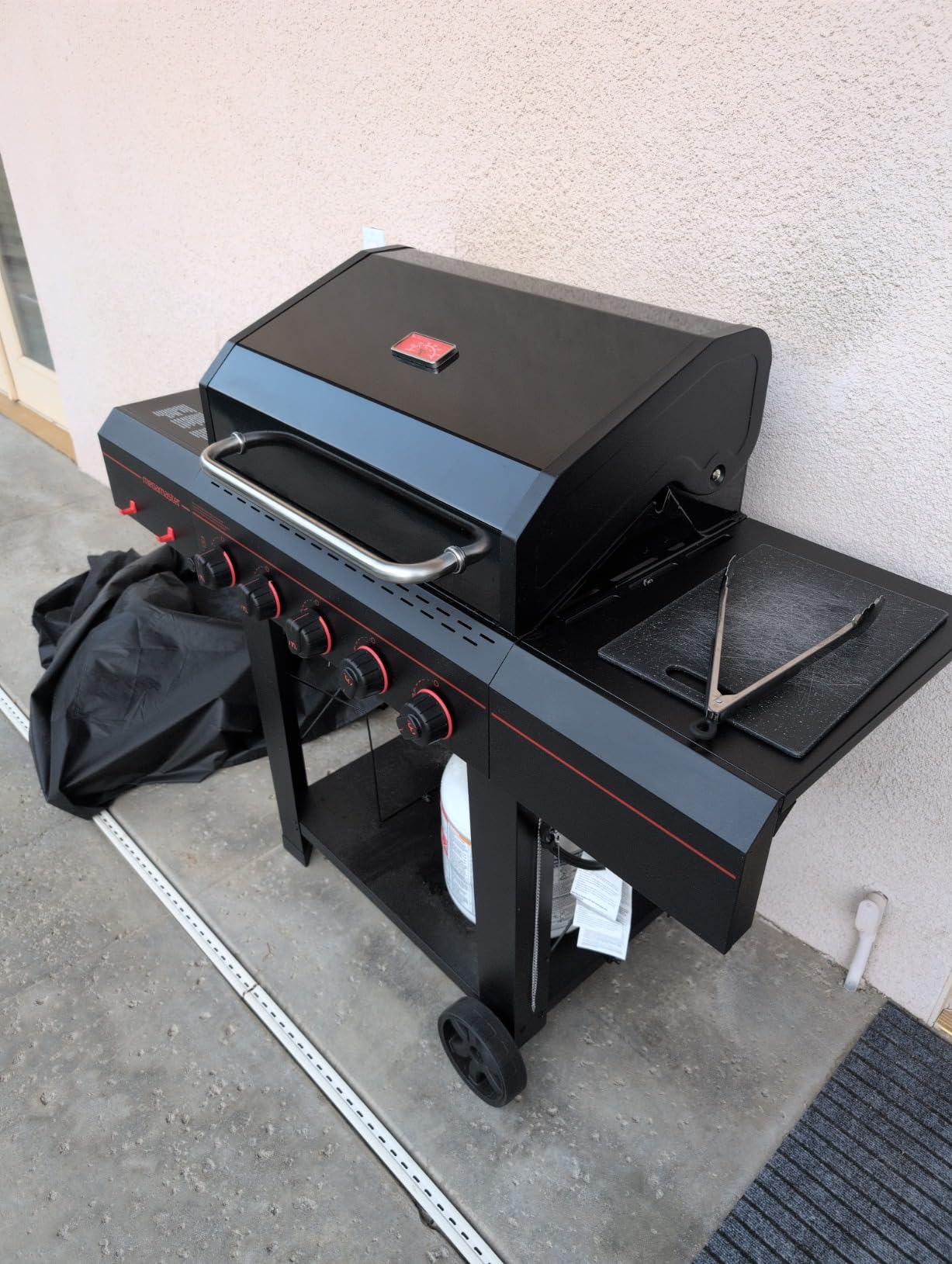 Megamaster Cart 5 Burner Gas Grill, Side Tables with Accessory Hooks, Black | 50,000 BTUs, Built-In Thermometer, 656 SQ. In. Cooking Space customer photo 2