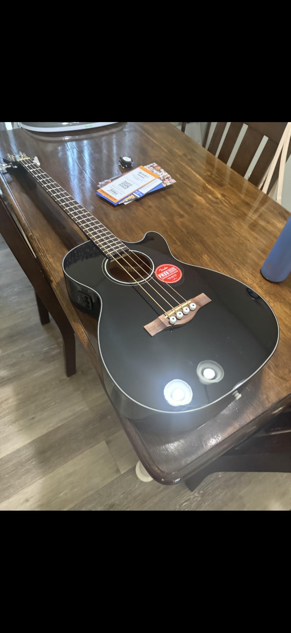 Acoustic Bass Guitar 4-String with Fishman Bass Acoustic Guitar Pickup with Tuner and Equalizer, Classic Design with Rounded Walnut Fingerboard, Mahogany Construction, Spruce Top customer photo 1