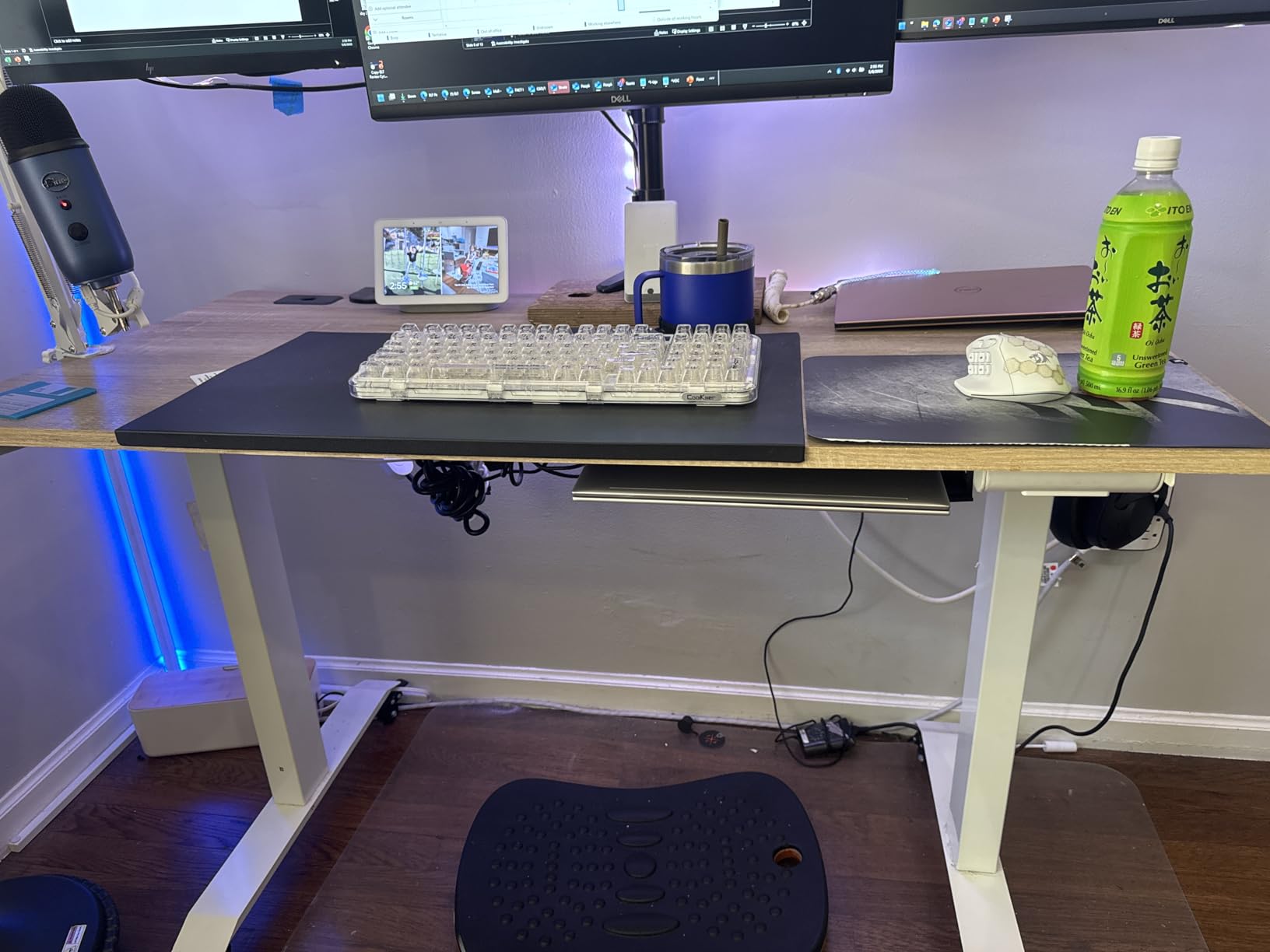 SHW 55 x 28 Electric Height Adjustable Standing Desk w/Drawer, Maple customer photo 1