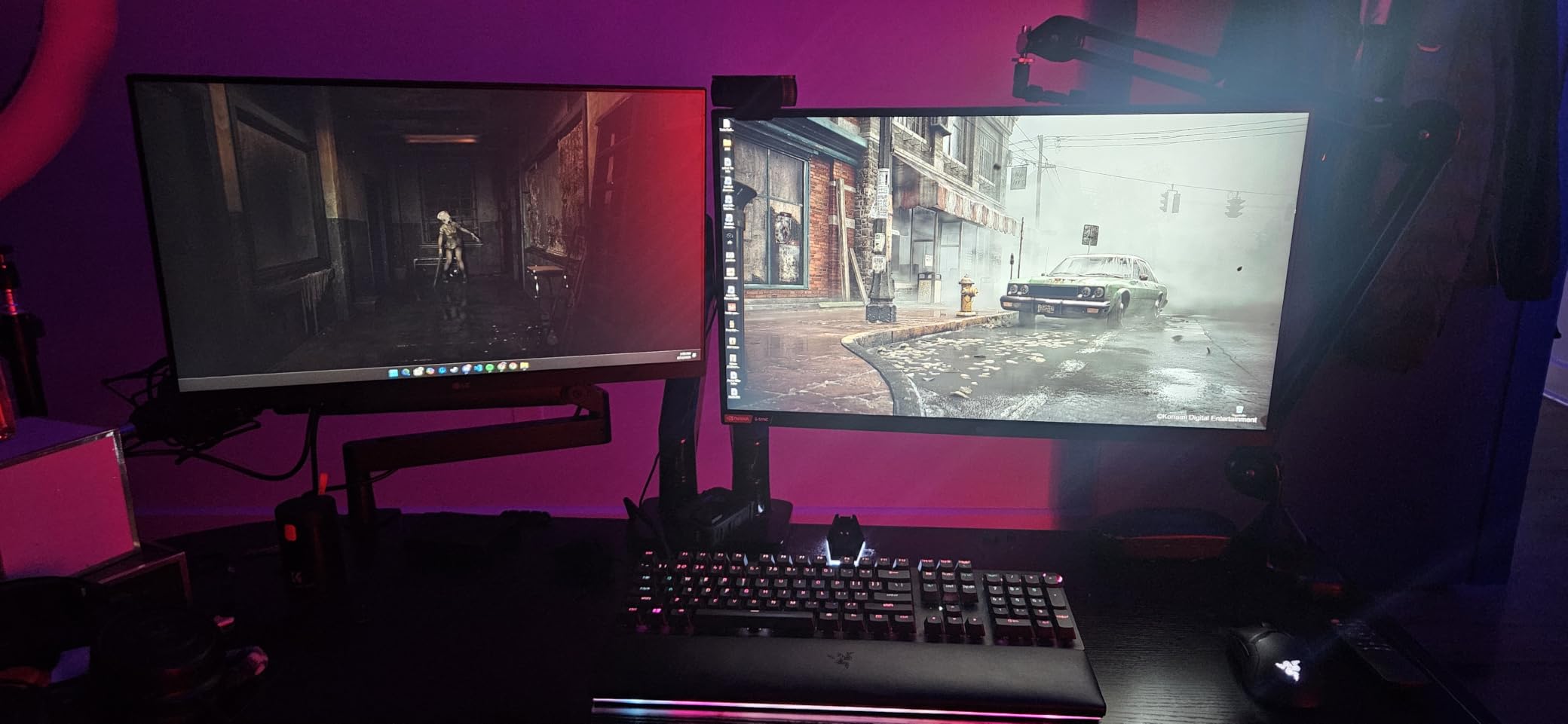 HUANUO Dual Monitor Stand for 13 to 40 inch, Premium Dual Monitor Mount with USB, Height Adjustable Monitor Stand for 2 Monitors, VESA Mount with Clamp/Grommet Base, Holds 26.4lbs per Arm, HNDS7 customer photo 1