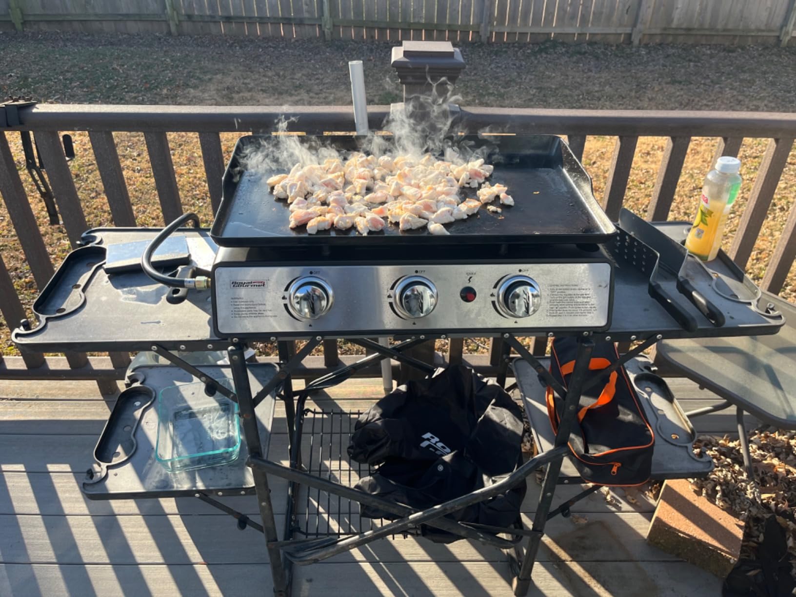 Royal Gourmet PD1301S Portable 3-Burner Tabletop Gas Griddle | 25,500 BTU Cooking Power, 304 Sq. In. Cooking Surface | Ideal for Camping & Tailgating, Black & Silver customer photo 1
