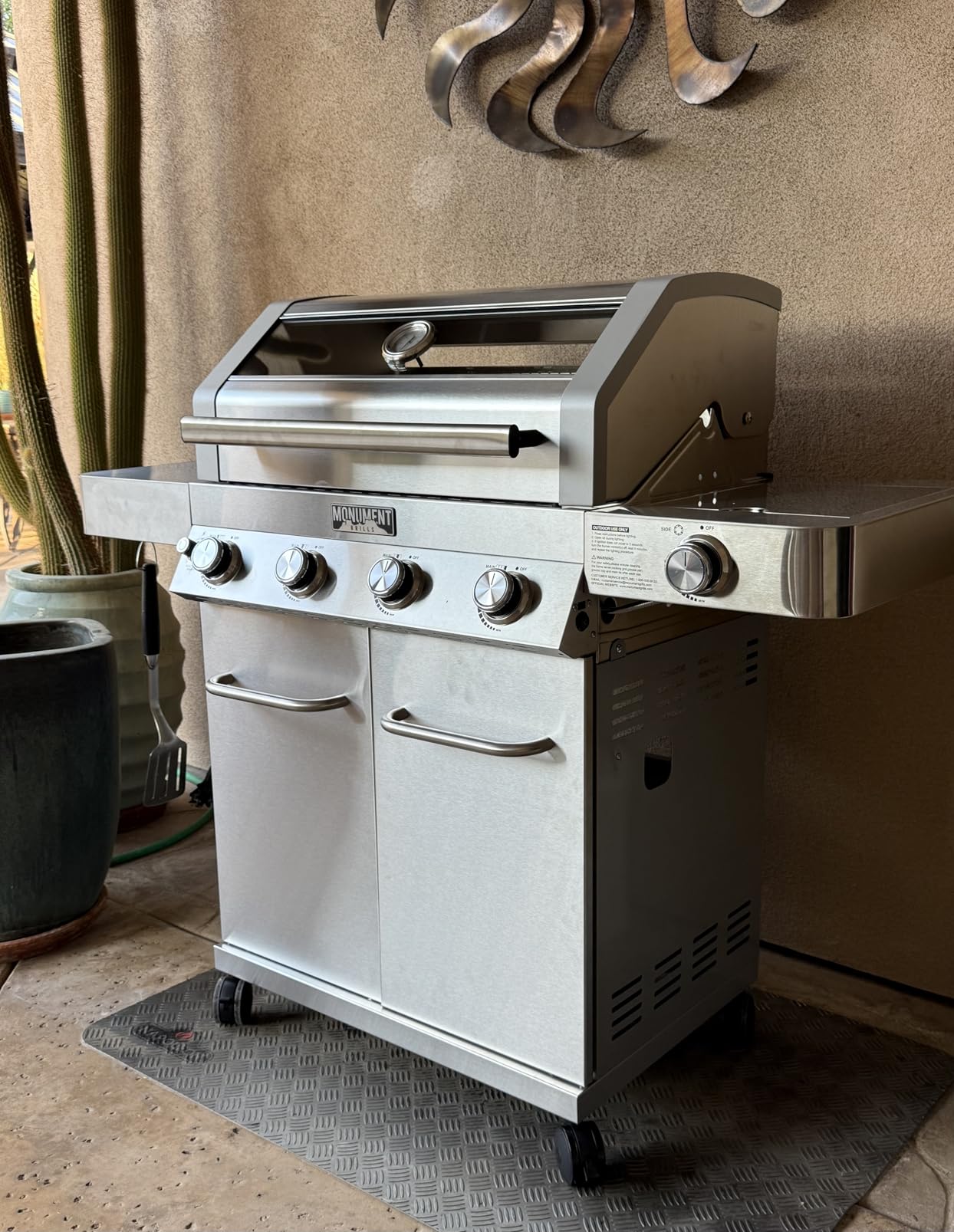 Monument Grills Larger Convertible 4 Burner Natural Gas Grill Stainless Steel Cabinet Style Propane Grills, LED Controls, Side Burner (Without Conversion Kit) customer photo 2