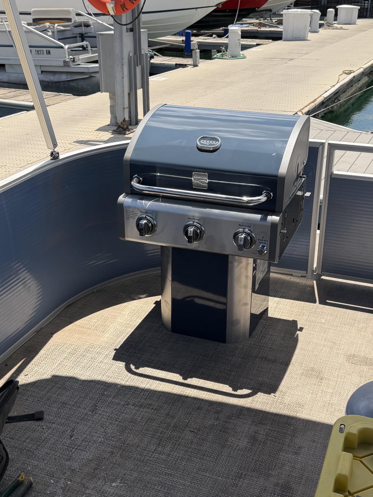 Kenmore 3-Burner Propane BBQ Grill, 30,000 BTUs Gas Grill with Cast Iron Cooking Grates, Folding Side Tables & Wheels, Outdoor Grill with Tool Hooks, Teal customer photo 1