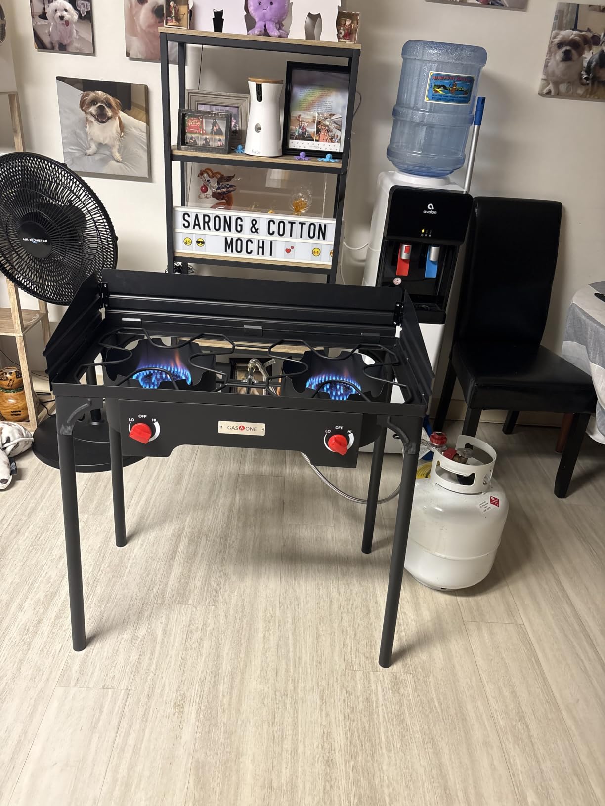 Gas One Propane Double Burner Two Burner Camp Stove with Windscreen Outdoor High Pressure Propane 2 Burner Adjustable PSI Regulator and 4ft Steel Braided Hose With Removable Legs customer photo 1