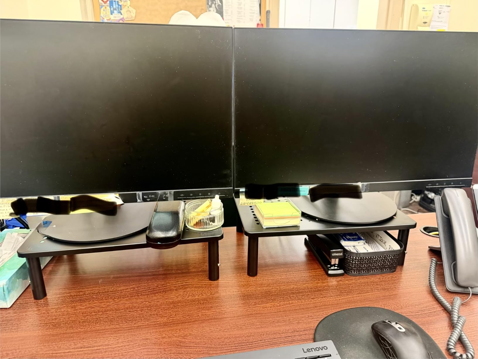 WALI Computer Monitor Stand for Desk, Adjustable Laptop Riser, Desk Monitor Stand Underneath Storage for Office, Home, School Supplies (STT003), 1 Pack, Black customer photo 2