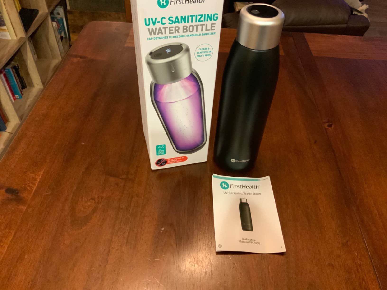 FIRSTHEALTH UV Self-Cleaning Water Bottle, 18oz Insulated Stainless Steel Tumbler with UV-C Purifier, Rechargeable Self-Sterilizing Cap, Kills 99.9% Bacteria, Keeps Drinks Hot 12HR/Cold 24HR customer photo 2