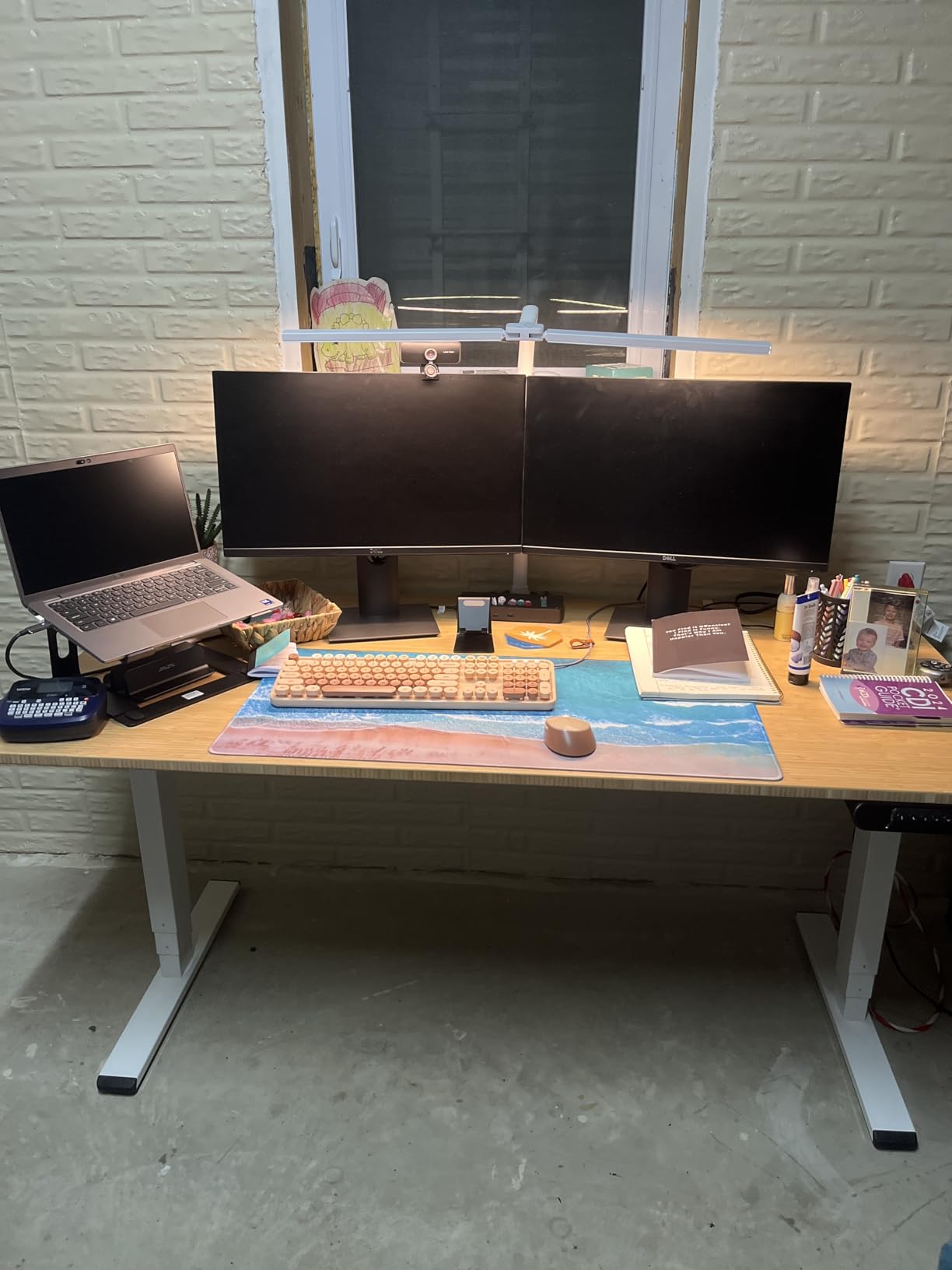 48 Inch Bamboo Standing Desk, 3 Stage Dual Motor Height Adjustable Desk | One-Piece Top, 220 lbs, Sit Stand Desk with 4 Memory Presets for Home Office (Black Frame/ 48