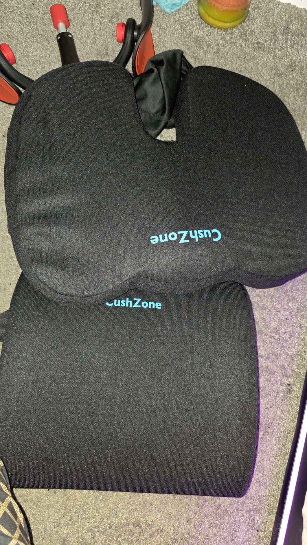CushZone Seat Cushion and Lumbar Support Pillow for Office Chair, Black | Ergonomic Memory Foam for Sciatica Pain Relief & Posture Correction; Non-Slip Chair Cushions for Car, Wheelchair and Travel customer photo 2