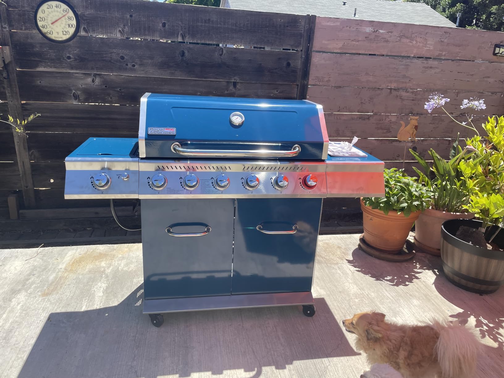 Royal Gourmet GA6402B 6 Burner Propane Gas Grill with Side Burner and Warming Rack, 74,000 BTUs, Cabinet Style Gas BBQ Grill for Barbecue Grilling & Backyard Cooking, Blue customer photo 1