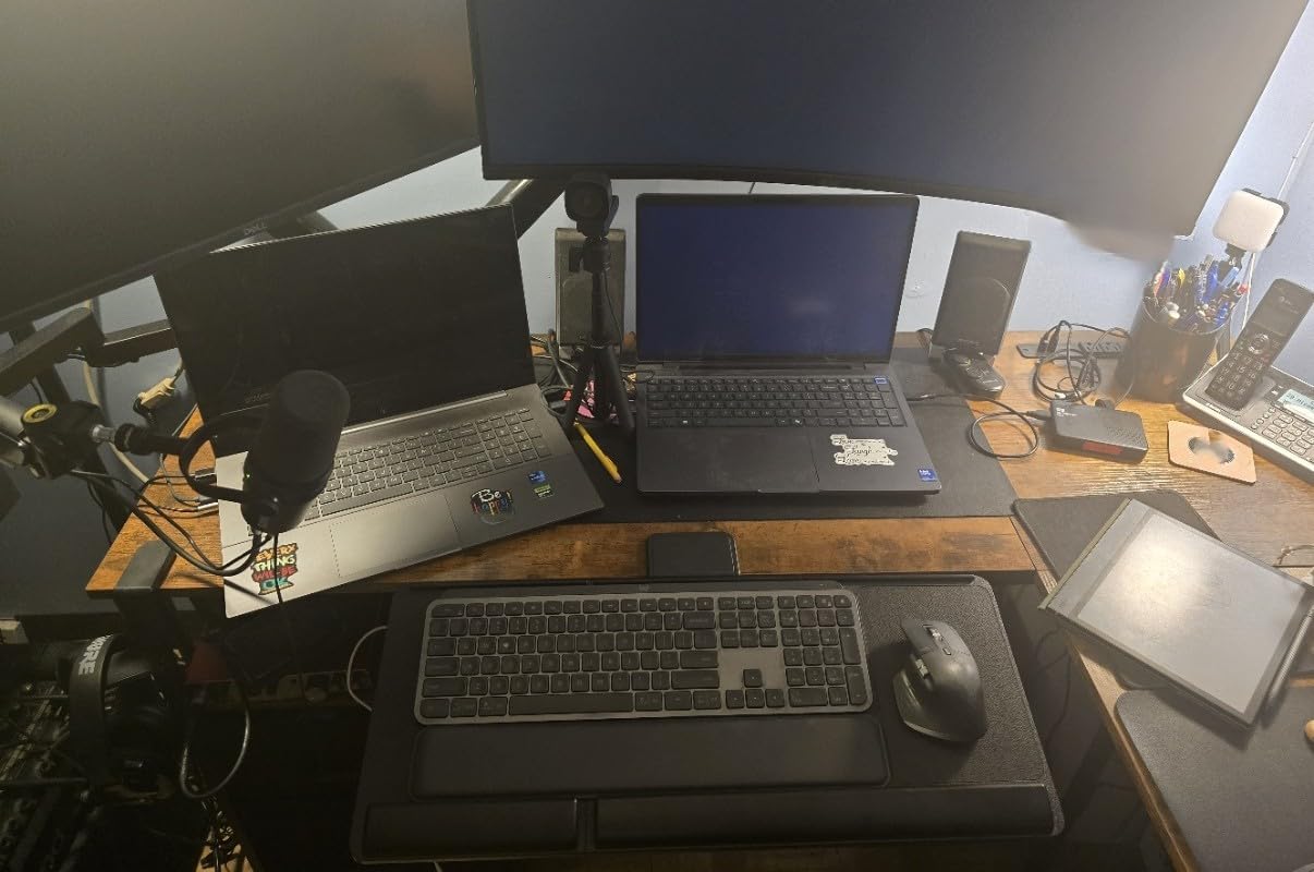Klearlook Upgraded Adjustable Keyboard Tray for Above Desk & Under Desk Use - Ergonomic Sit-Stand Keyboard Riser with 360° Rotation, 24.4