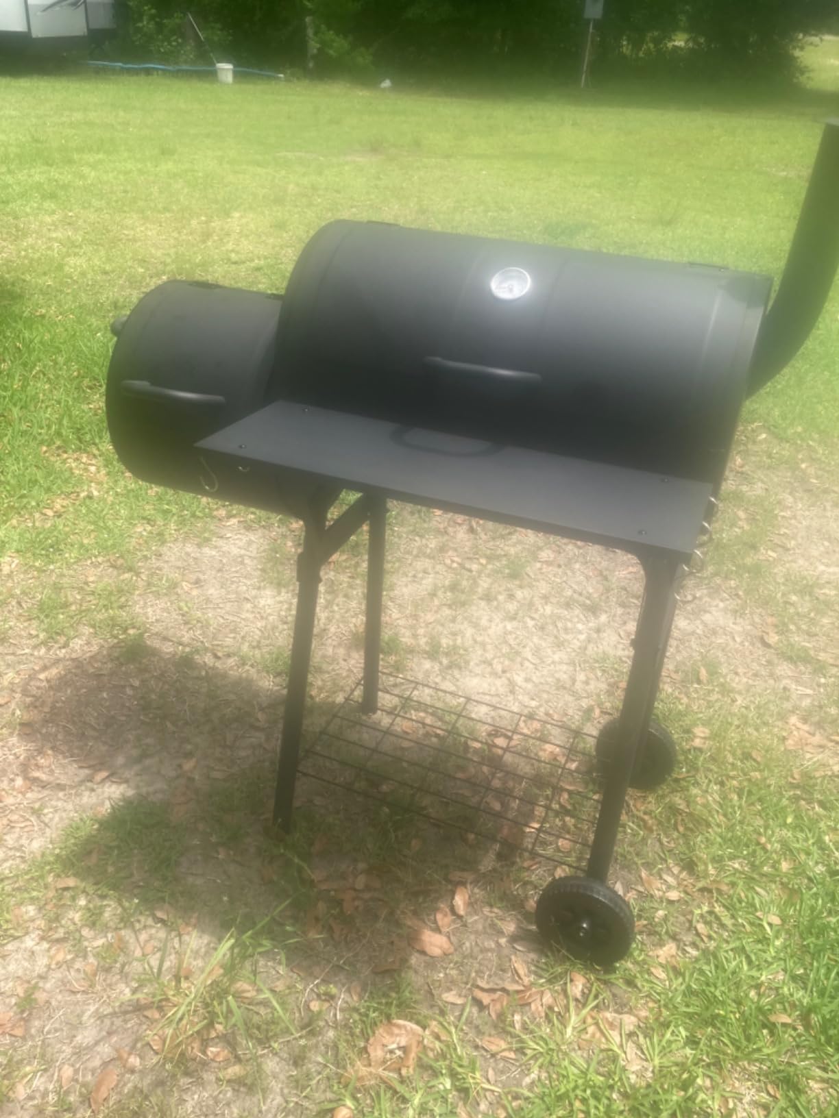 Joyfair Charcoal Grill with Offset Smoker, Outdoor BBQ Camping Barrel Grill | 551 Sq.In. Large Barbecue Grill with Side Fire Box for Smoking/Grilling, Heavy Duty Thick Iron Steel, Thermometer & Chimney customer photo 1