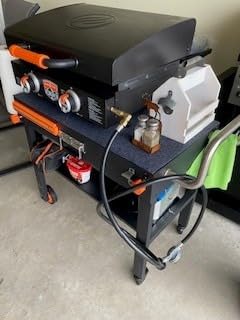 Portable Outdoor Grill Table, Folding Grill Cart with Wheels, Blackstone Griddle Stand for 17
