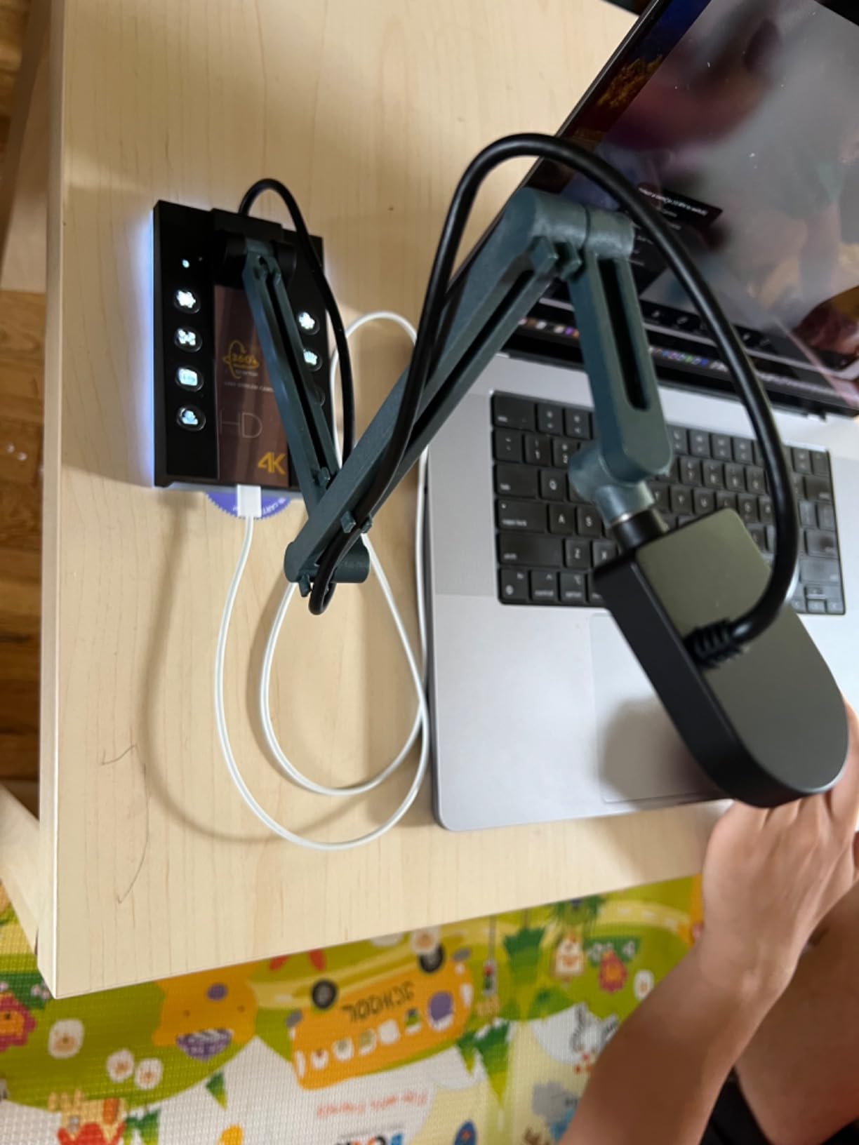 TreasLin Document Camera for Teachers HDMI USB-C 15MP HDIM Document Camera, Remote Learning Classroom Presentations Camera Art Classes Online Teaching with Multi Angle Rotation Adjustment LED Light customer photo 1