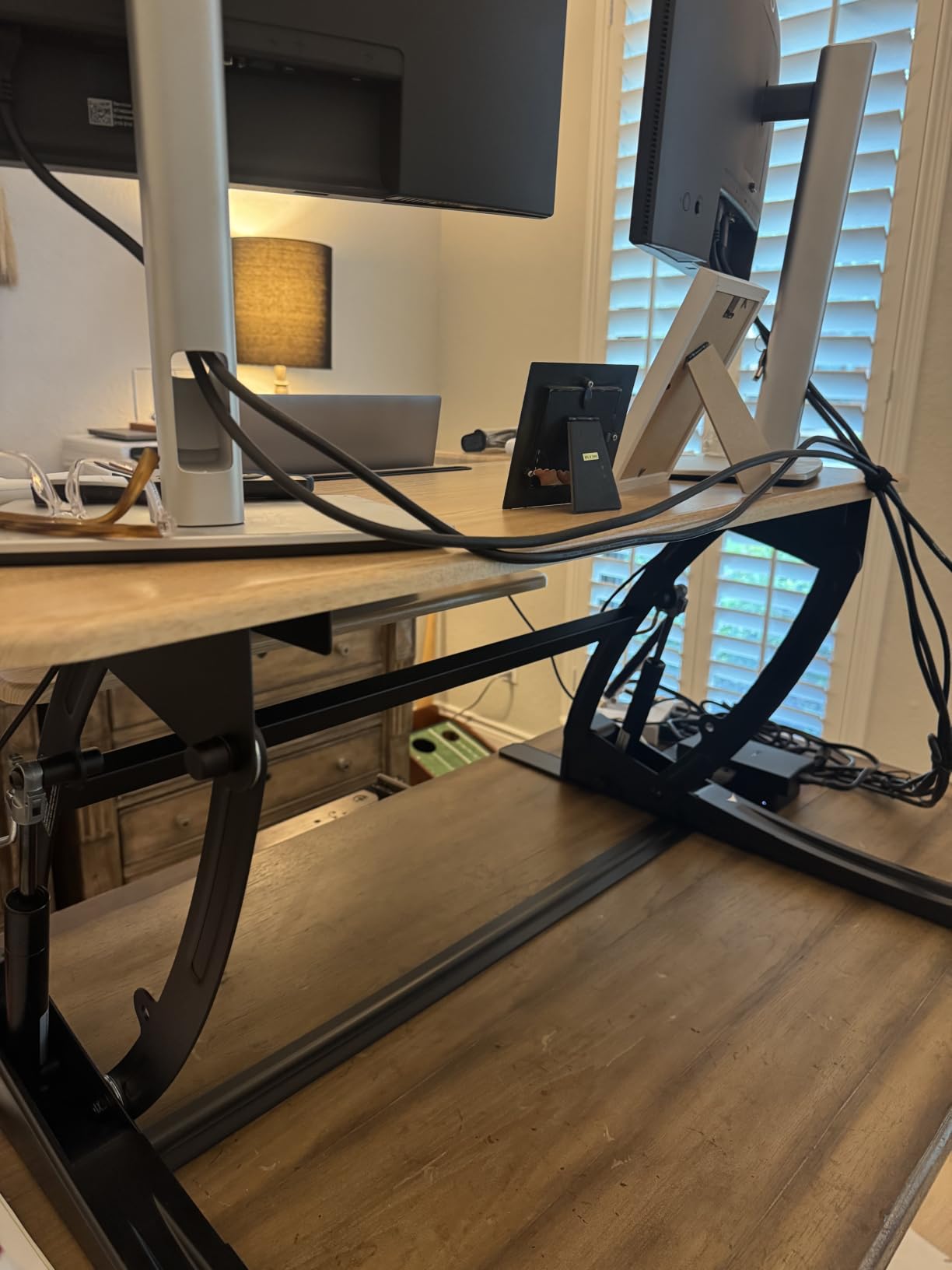 VIVO Black 48 inch Standing Desk Converter, DESK-V048V | Extra Large, Height Adjustable, Stand Up Desk Riser, Wide Keyboard Tray, Dual Monitor and Laptop Workstation, V Series customer photo 1