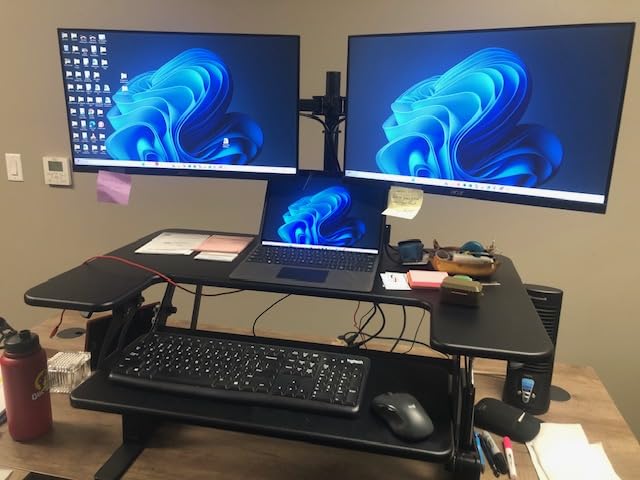 VIVO Black 48 inch Standing Desk Converter, DESK-V048V | Extra Large, Height Adjustable, Stand Up Desk Riser, Wide Keyboard Tray, Dual Monitor and Laptop Workstation, V Series customer photo 2