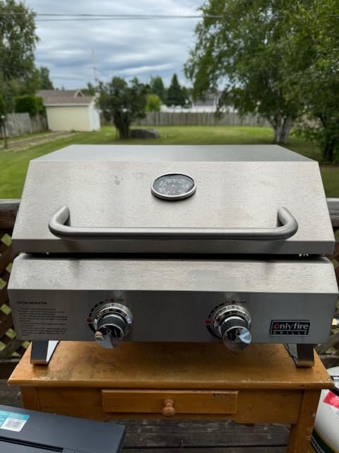 ONLYFIRE GRILLS Tabletop Gas Griddle 2 Burners, Propane Gas Stove, GS318 | Portable Flat Top Griddle for 1lb/20lb Propane, Outdoor Cooking Patio BBQ Camping Tailgating RV, Stainless Steel 16000BTU customer photo 1