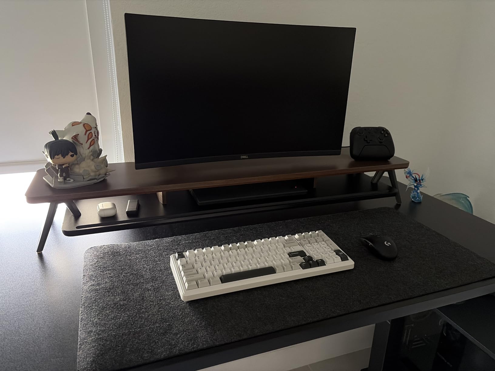 Fenge Dual Monitor Stand, Monitor Stands Riser for 2 monitors, 42.5 Inch Wood Desk Shelf with Storage Organizer and Cable Management for Office Desk Accessories customer photo 1
