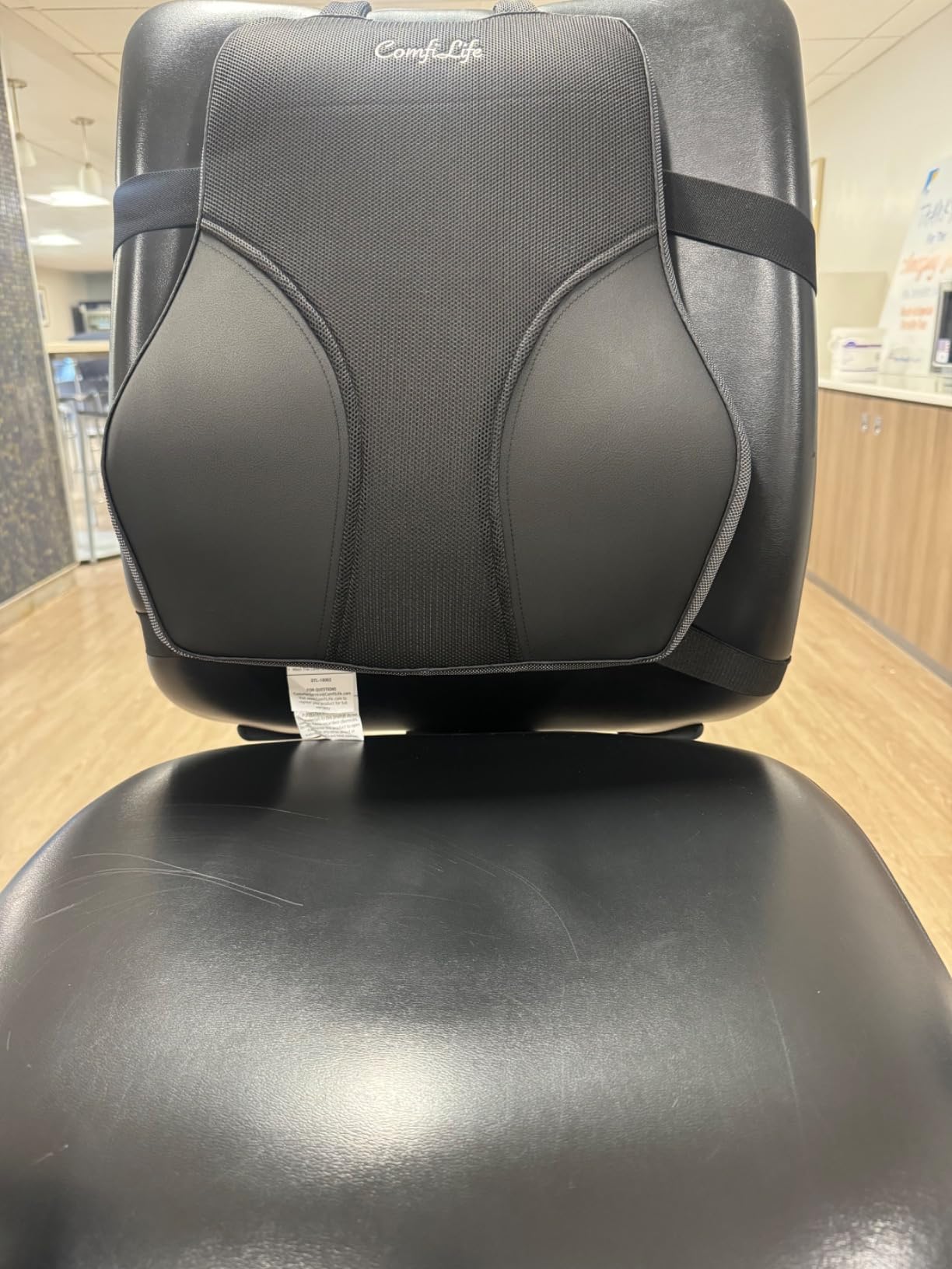ComfiLife Lumbar Support Pillow for Office Chair - Premium Memory Foam Lumbar Pillow - Back Support for Office Chair, Car - Back Pain Relief, Improves Posture - 3 Adjustable Straps, Mesh + Leatherette customer photo 1