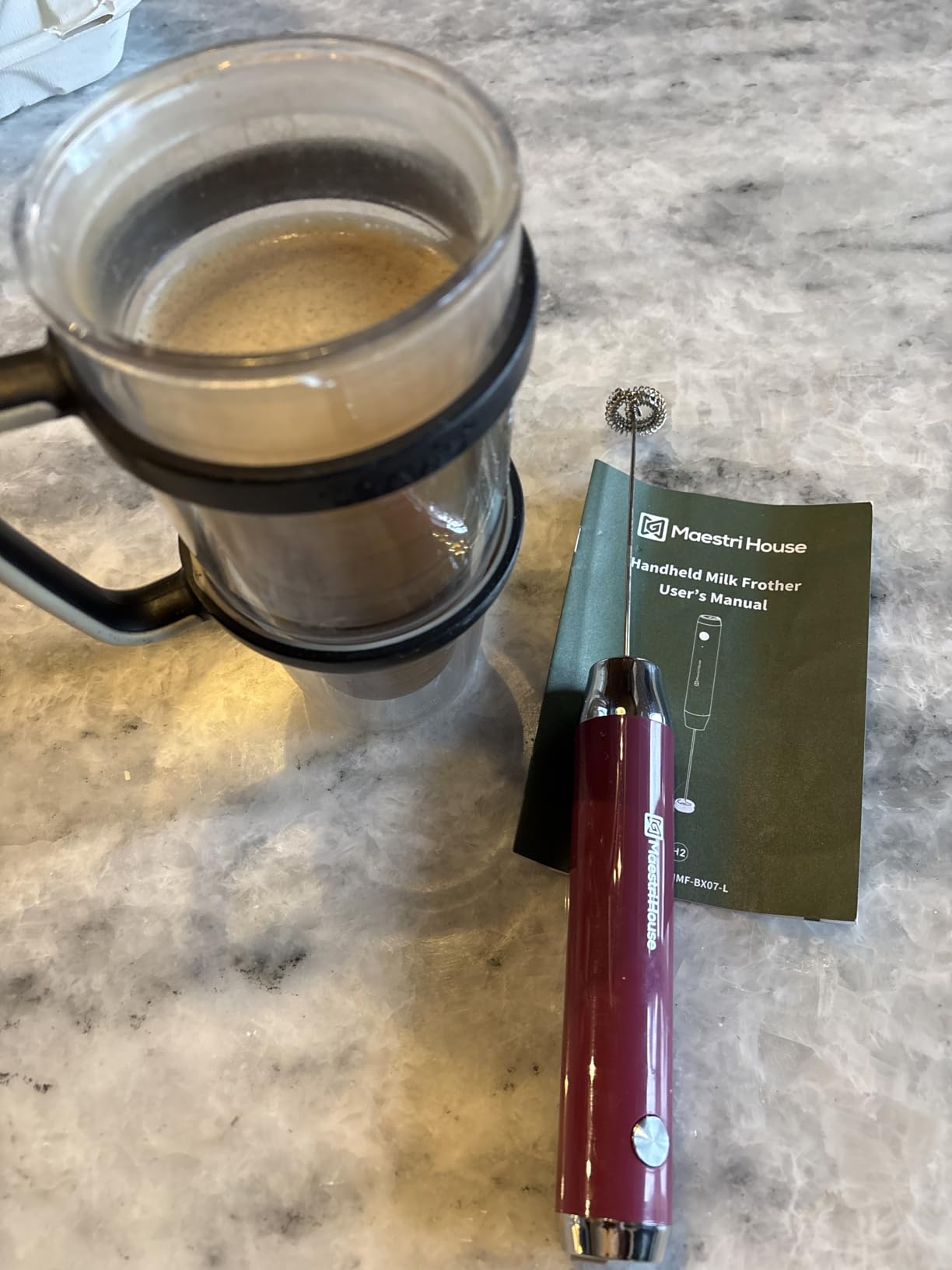 Maestri House LunaFro Lite Rechargeable Milk Frother, Detachable Whisk | 5500RPM&8000RPM 2 Speed Motor, 1200mAh lithium battery, frother Handheld for Lattes, Cappuccino & Powdered Drinks, No Stand customer photo 2