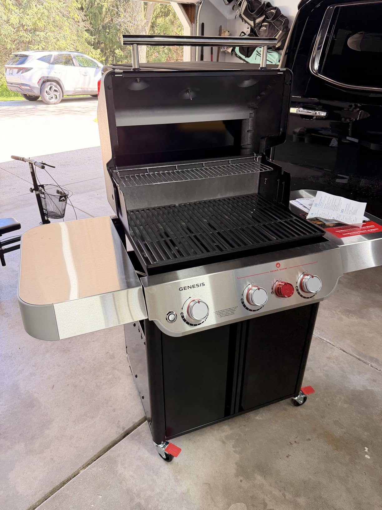 Genesis E-325 Gas Grill, Outdoor Cooking, Propane Grill, Black | 3 PureBlu Burners, XL Sear Zone, Porcelain-Enameled Cast-Iron Grates, Stainless-Steel Side Tables, BBQ Grill, Weber Grill customer photo 1