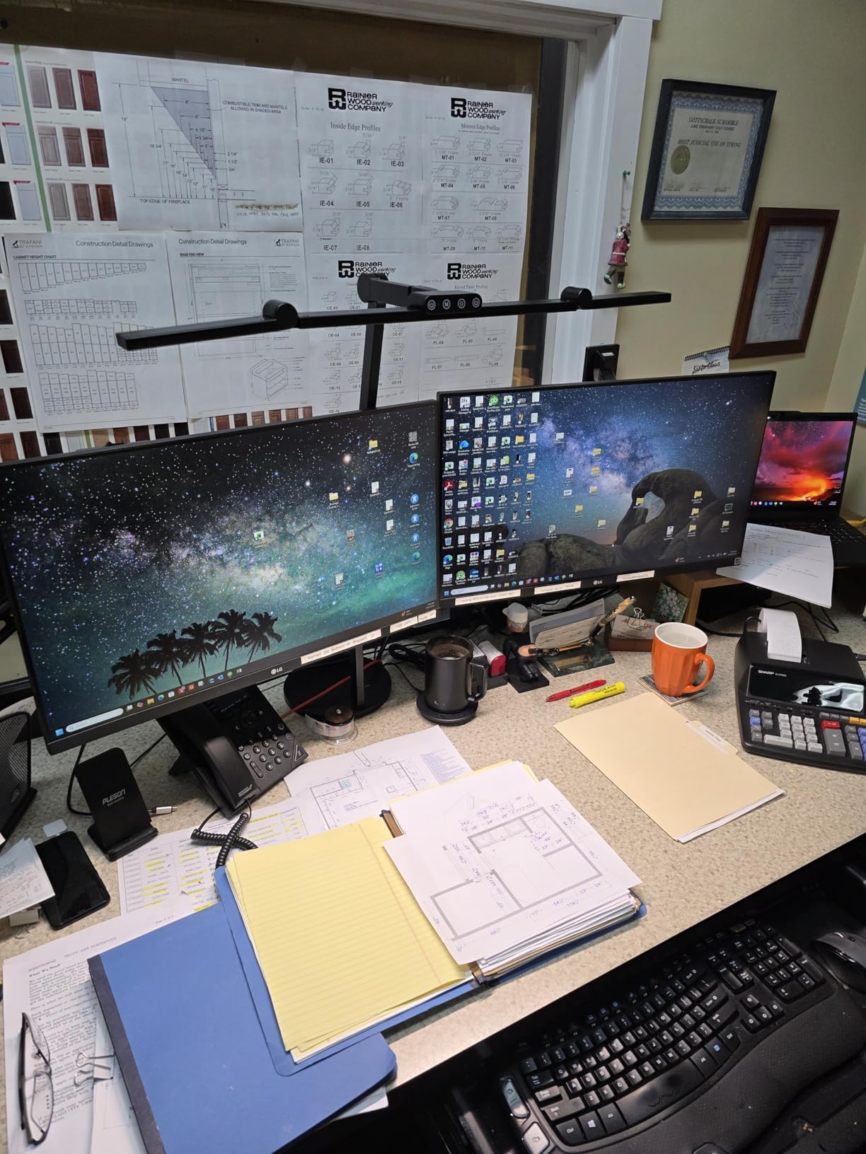 Micomlan Led Desk Lamp with Atmosphere Lighting, Rotatable Tall Architect Desk Lamp for Home Office with Swing Arm, 24W Bright Auto Dimming Adjustable Computer Light with Base for Table customer photo 1