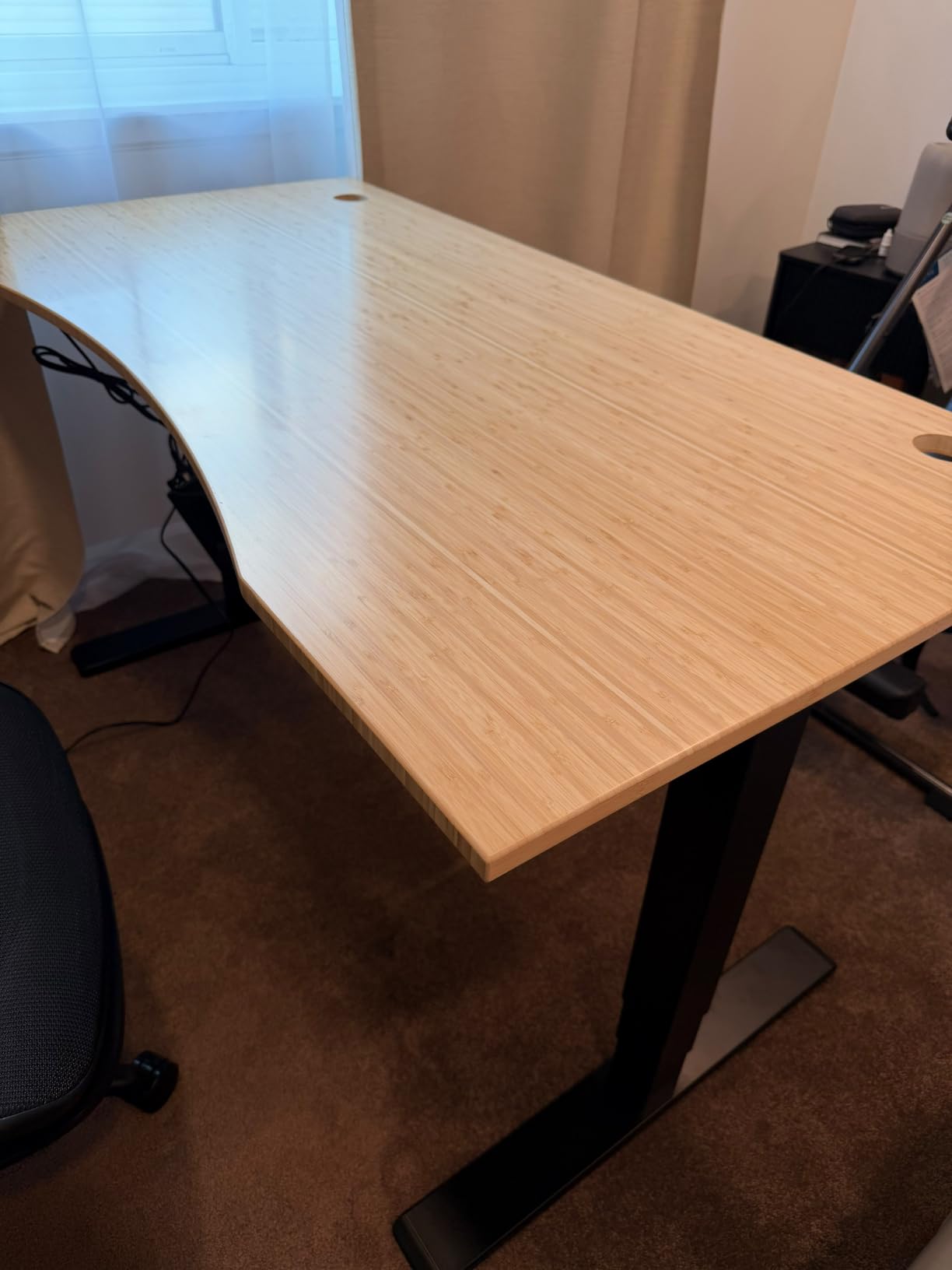 E6 MAX Bamboo 55x28 Inch Dual Motor 3-Stage Heavy Duty Standing Desk, 330lbs Weight Capacity, Height Adjustable Desk w/Cable Management & Wheels (Solid Bamboo Desktop + Black Frame) customer photo 2