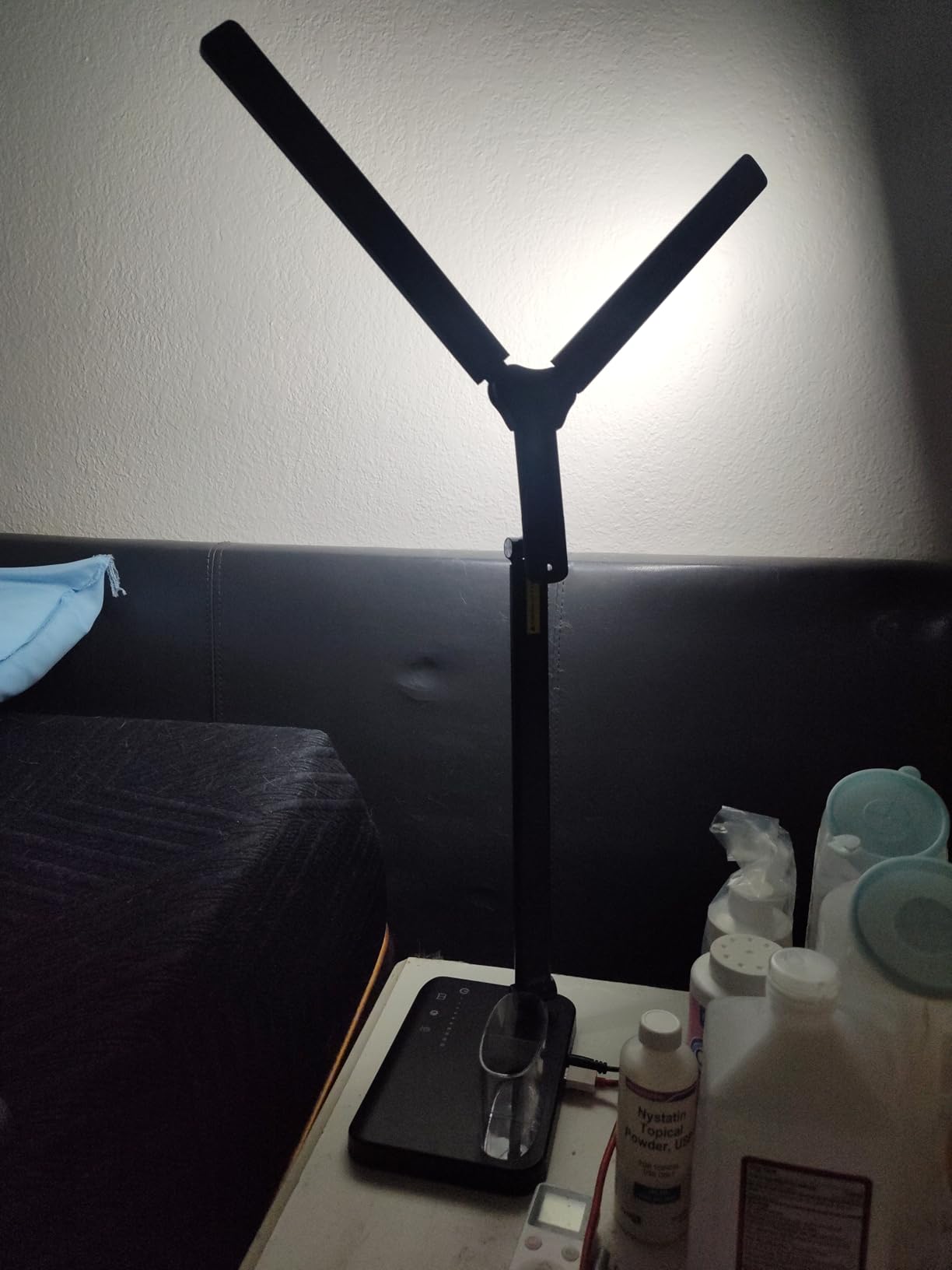 Woputne LED Desk Lamp Dual Heads, Dual USB Port, Height Adjustable, 15W | 5 Light Modes & Dimmable Brightness, Desk Lamps for Home Office Bedside Lamp for Reading, Craft, Work, Study (Black) customer photo 1