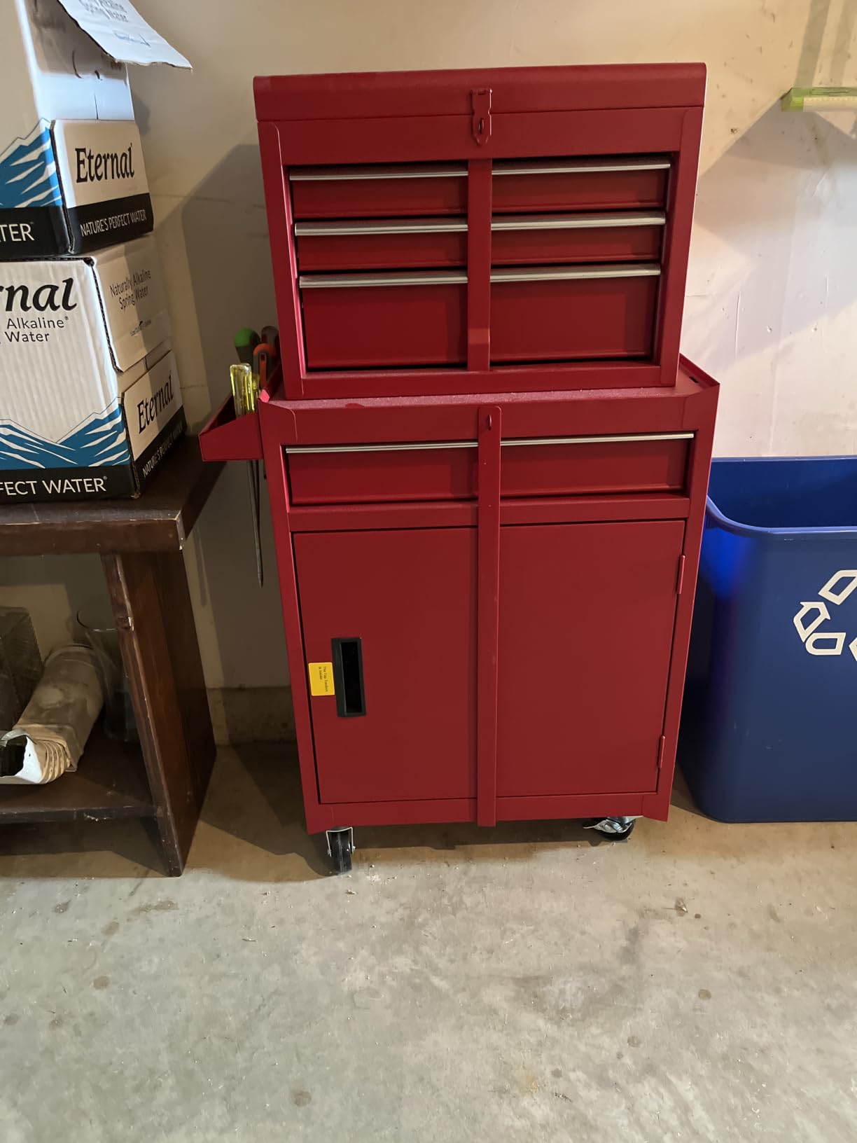 4-Drawer Rolling Tool Chest, 2-in-1 Large Storage Toolbox, Red | Detachable Top Cabinet, Lockable Wheels, Hooks, Metal Tool Organizer Box for Garage, Workshop, Warehouse & Repair Shop customer photo 1