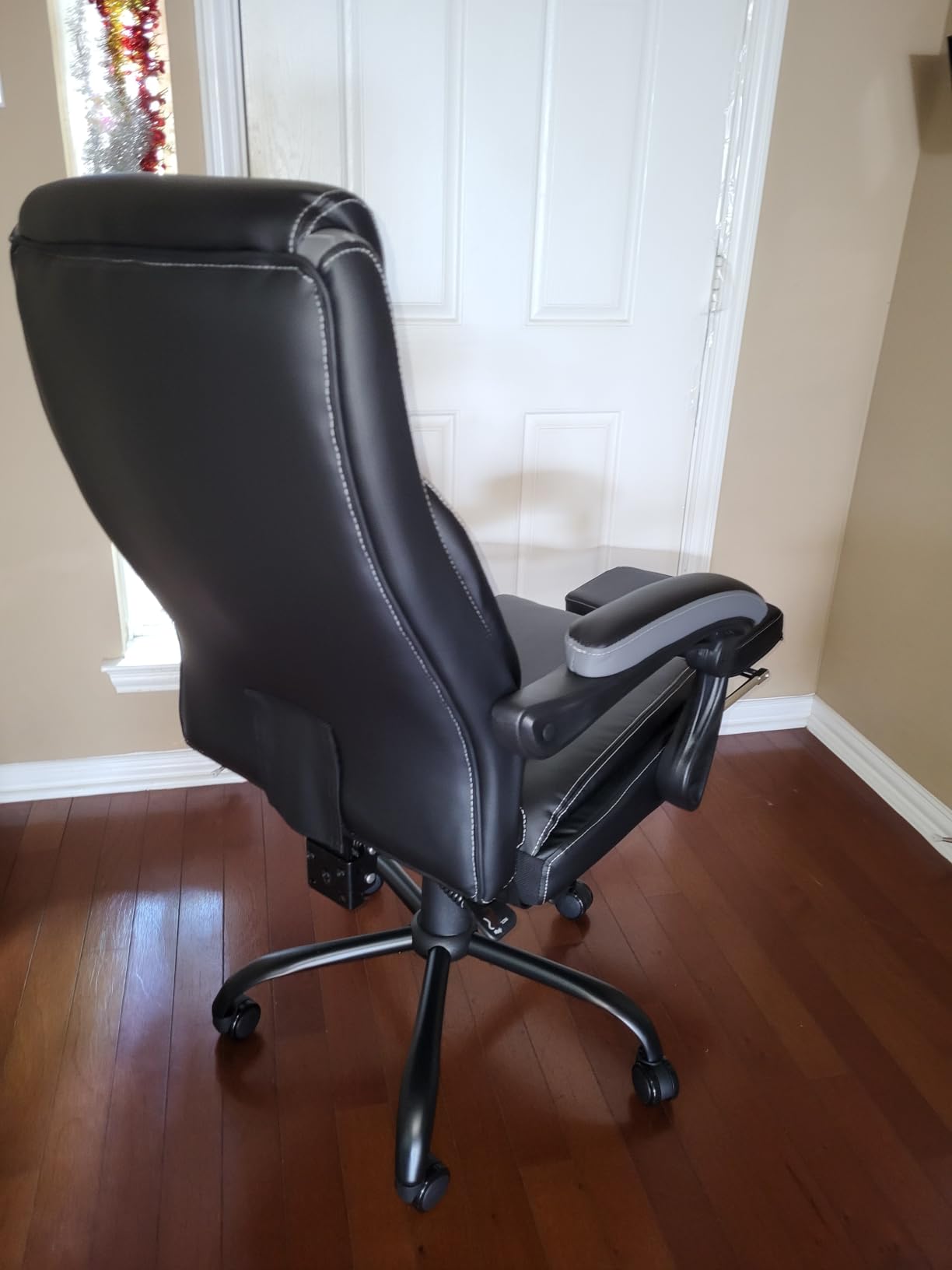 Reclining Ergonomic Office Chair with Footrest, Brown | Big Tall Recliner Executive Desk Chair, Lumbar Support, 400lbs , Heavy Duty, Vintage Leather, High Back customer photo 2