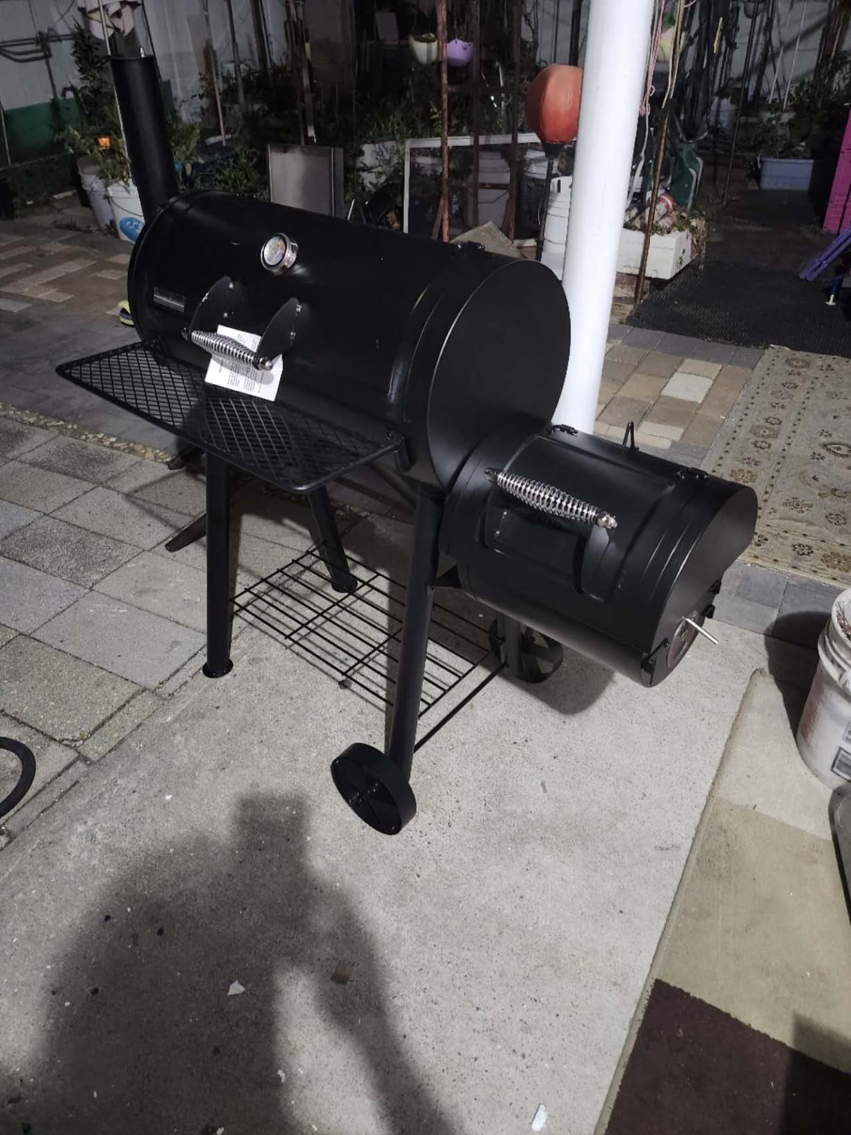 GREEN PARTY Offset Smoker Charcoal Grills with 28 Inch Cook Chamber, Barrel Smoker and Charcoal Grill Combo, 512 Sq. In. Space Barrel Smoker Grill for Outdoor BBQ Patio Backyard Cooking customer photo 2