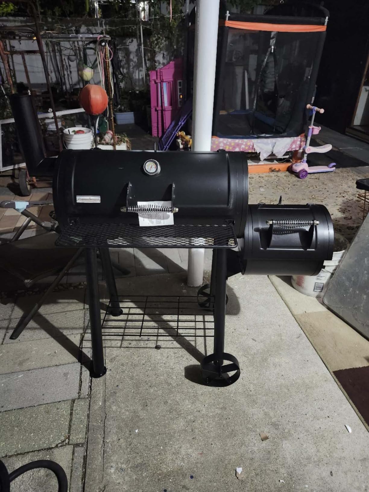 GREEN PARTY Offset Smoker Charcoal Grills with 37 Inch Cook Chamber, Barrel Smoker and Charcoal Grill Combo, 941 Sq. In. Space Barrel Smoker Grill for Outdoor BBQ Patio Backyard Cooking customer photo 1
