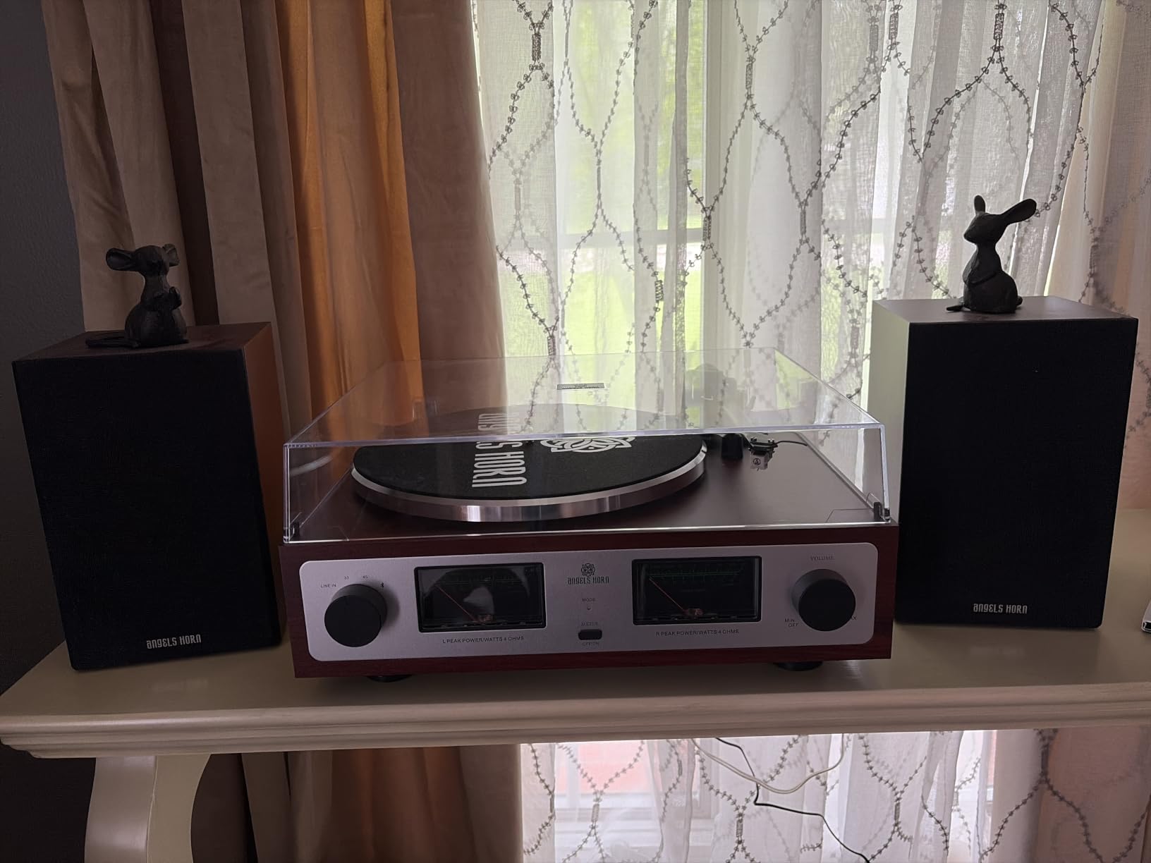 ANGELS HORN Vinyl Record Player with Speakers, Bluetooth Hi-Fi Turntable | Built-in Phono Preamp, Belt Drive 2-Speed, Adjustable Counterweight, Pitch Control customer photo 1
