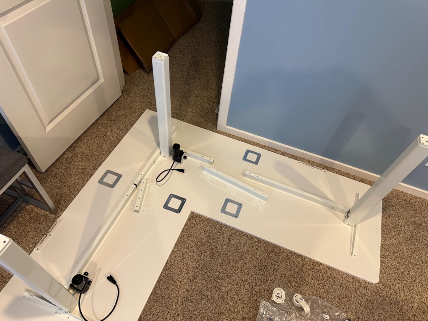 Claiks L Shaped Standing Desk Dual Motor 63x55 Inch Bamboo | Height Adjustable 28.5 to 47.2 Inches, 220lbs Capacity, Sturdy Steel Frame, Splice Board Included customer photo 2