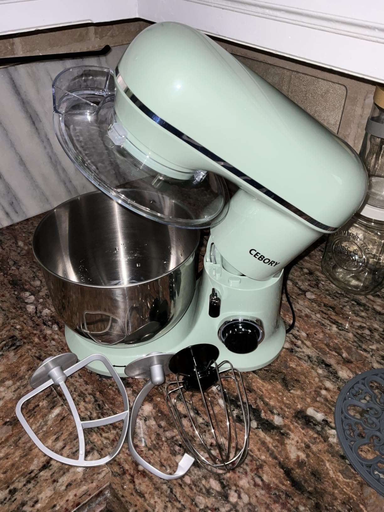 CEBORY 3-IN-1 Electric Stand Mixer, 6.5QT Bowl 660W 10-Speed Kitchen Mixer with Dough Hook, Beater and Whisk, Almond Cream customer photo 2