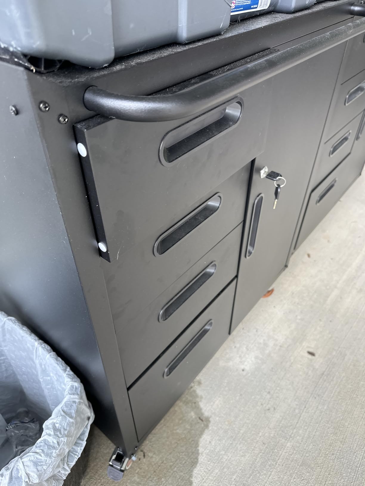 Metal Storage Cabinet for Garage, Tool Cabinet, Utility Cabinet | Wheeled, Rolling Tool Cabinet, 4 Drawers, 1 Door Lockable, Top Countertop, Assembly Required, Black & Grey customer photo 2