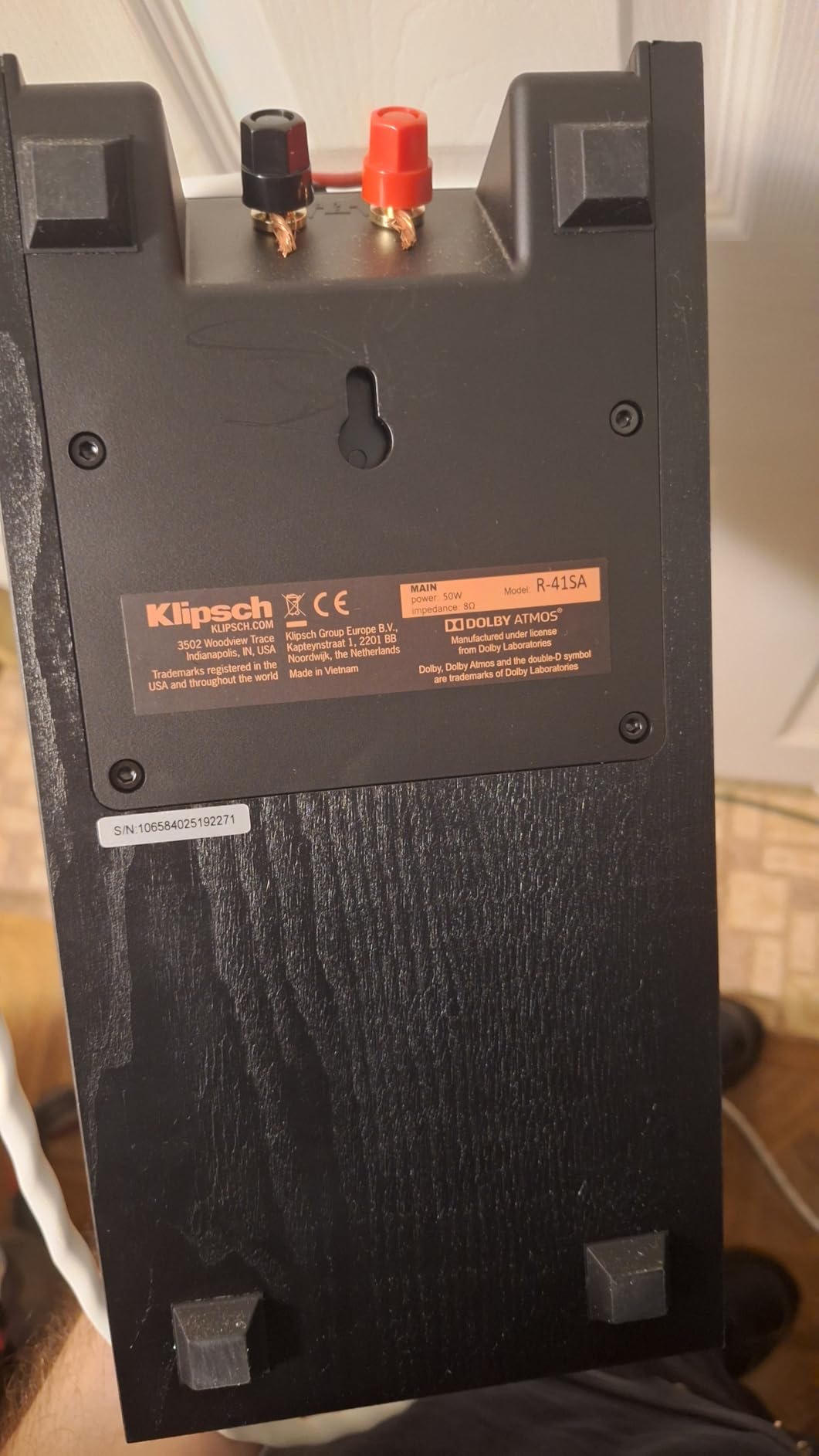 Klipsch Reference R-41SA Dolby Atmos High-Performance, Horn-Loaded Elevation Surround Speaker Set (2 Pairs, 4 Speakers) customer photo 2