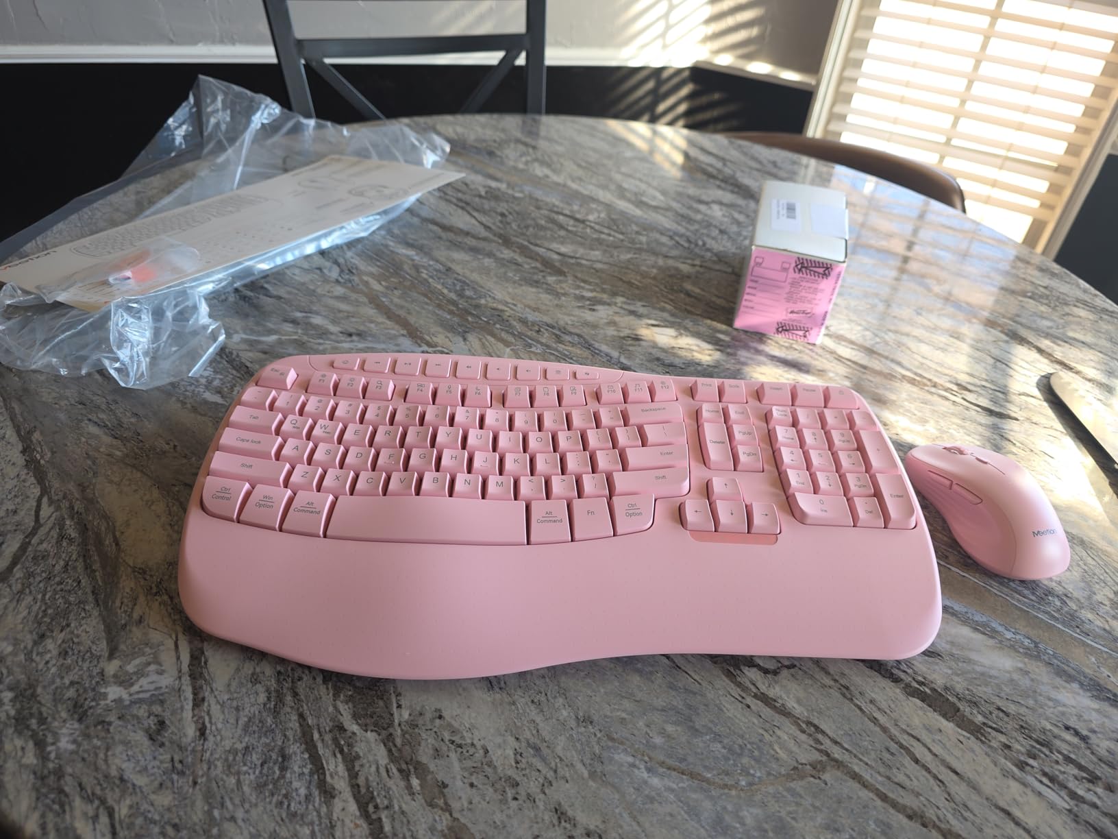Ergonomic Wireless Keyboard and Mouse Combo with Wave Keys | Natural wave keys, hard wrist rest, 2.4G USB receiver, full-size layout, 4 DPI optical mouse, for Windows, Mac, desktop PC customer photo 1