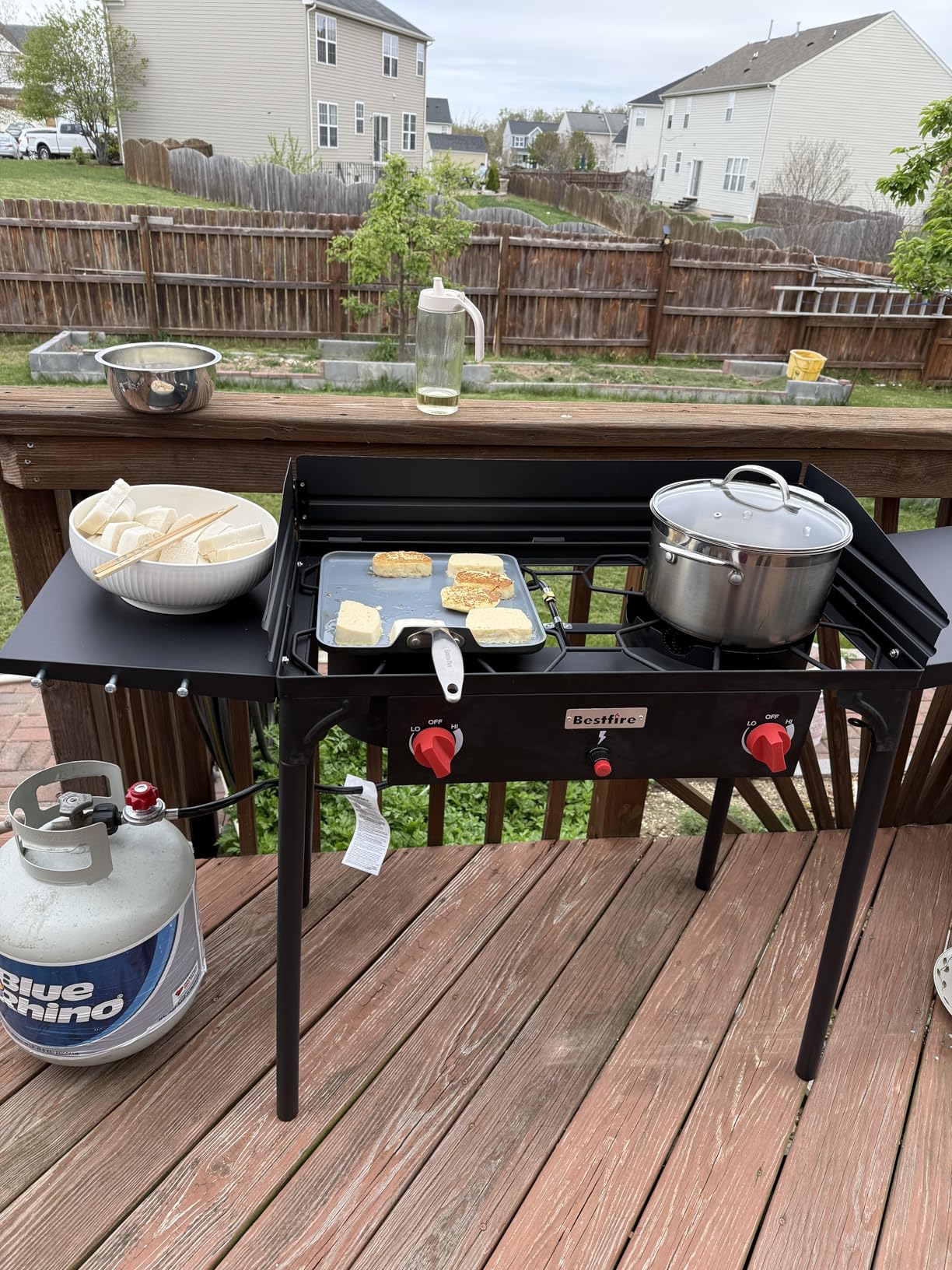 Bestfire 2 Burner Propane Stove, 150,000 BTU High Pressure Camping Burner with Windscreen, Side Shelves, Removable Legs, CSA Certified for Outdoor BBQ Backyard Cooking customer photo 1