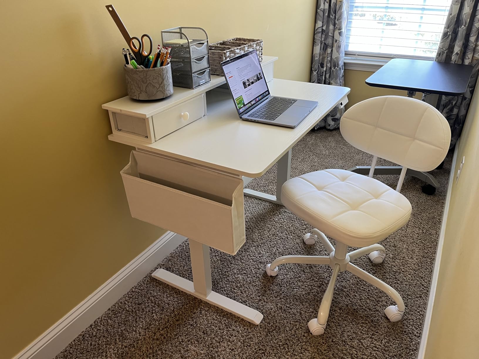 Electric Standing Desk Adjustable Height - 40 Inch Sit Stand Desk with Storage Drawers, Small Standing Desks with Shelf Monitor Stand, Kids Girls Computer Desks for Bedroom Home Office, Rustic Brown customer photo 1