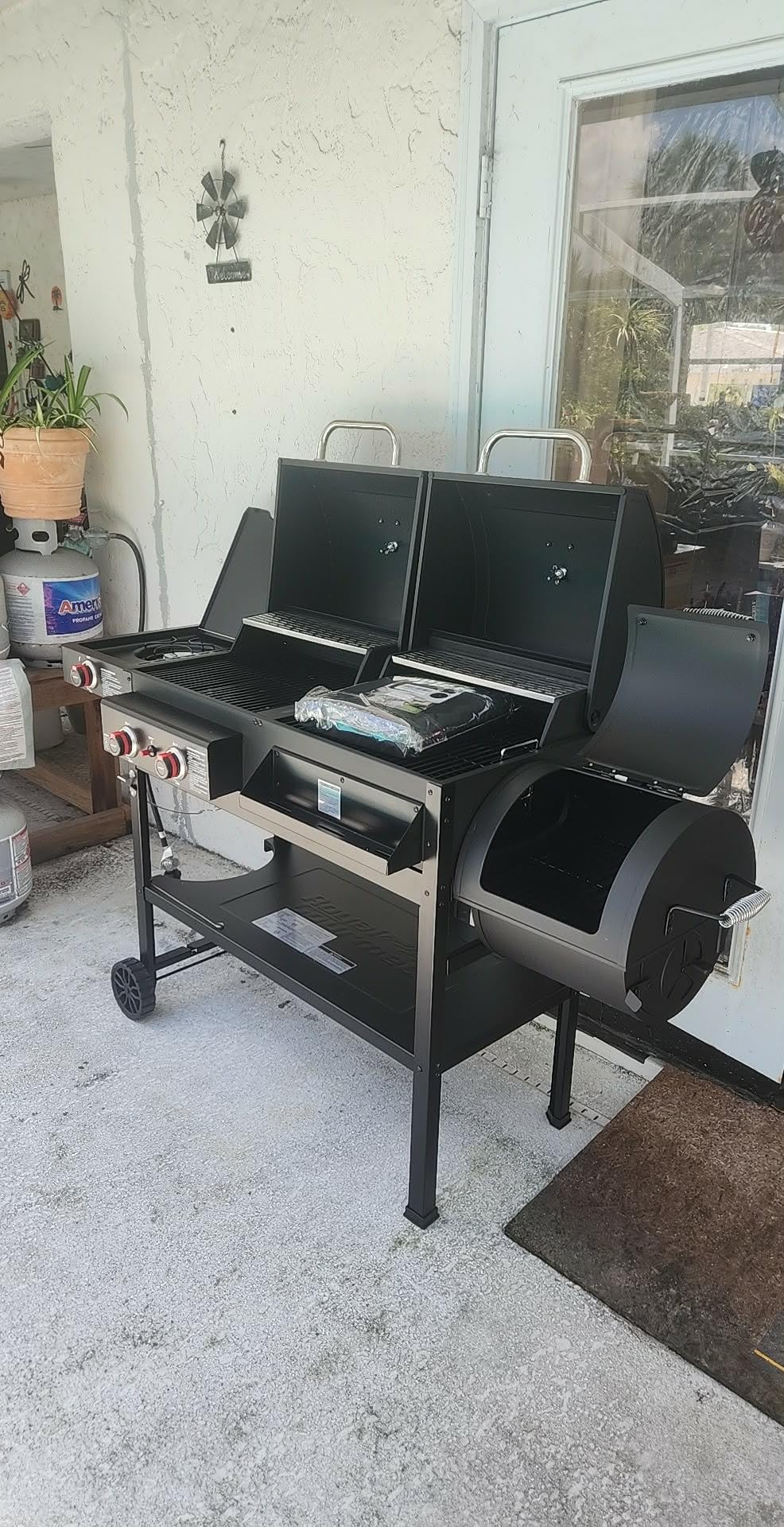 2-Burner Gas and Charcoal Grill Combo with Offset Smoker & Side Burner customer photo 1