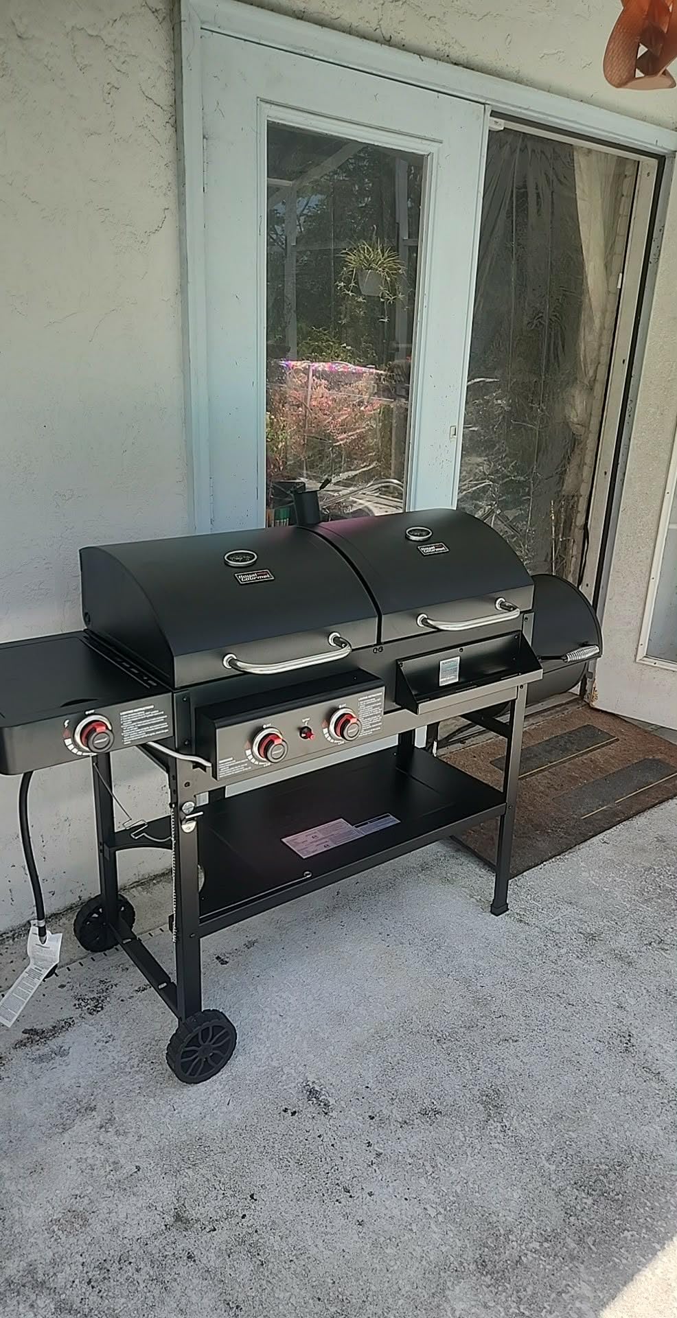 2-Burner Gas and Charcoal Grill Combo with Offset Smoker & Side Burner customer photo 2
