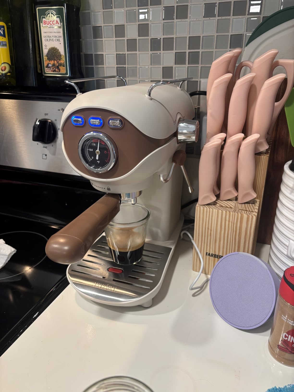 XIXUBX Espresso Machine, Compact Espresso Maker with Milk Frother, 20-Bar Pump, PID Control, Low Vibration Coffee Maker, for Small Kitchen, Home, Brews Latte, Cappuccino customer photo 1